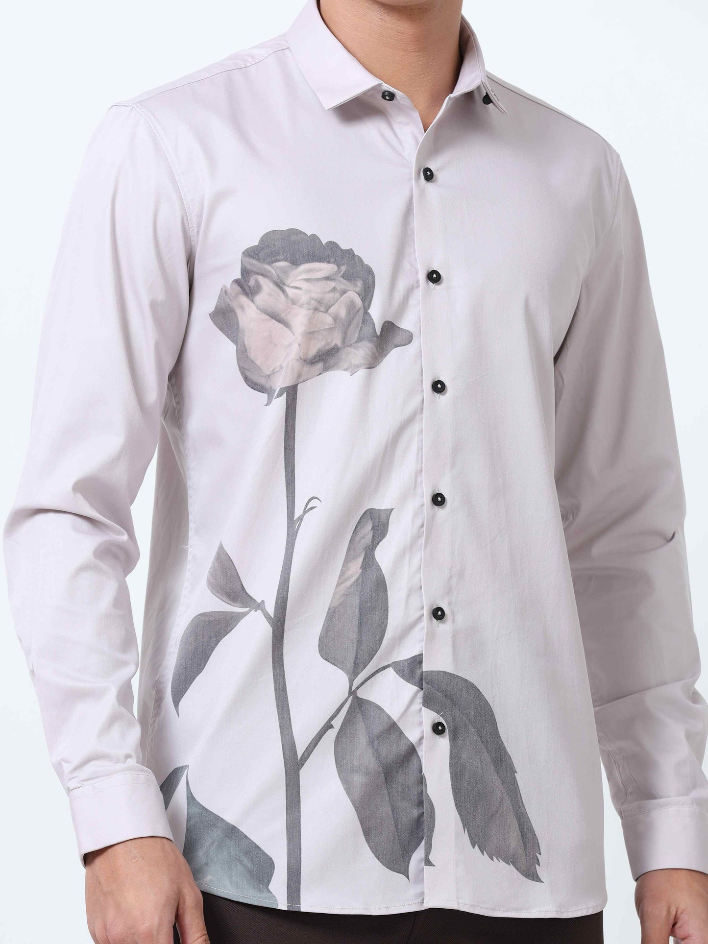 Men Silver Sand Printed Shirt