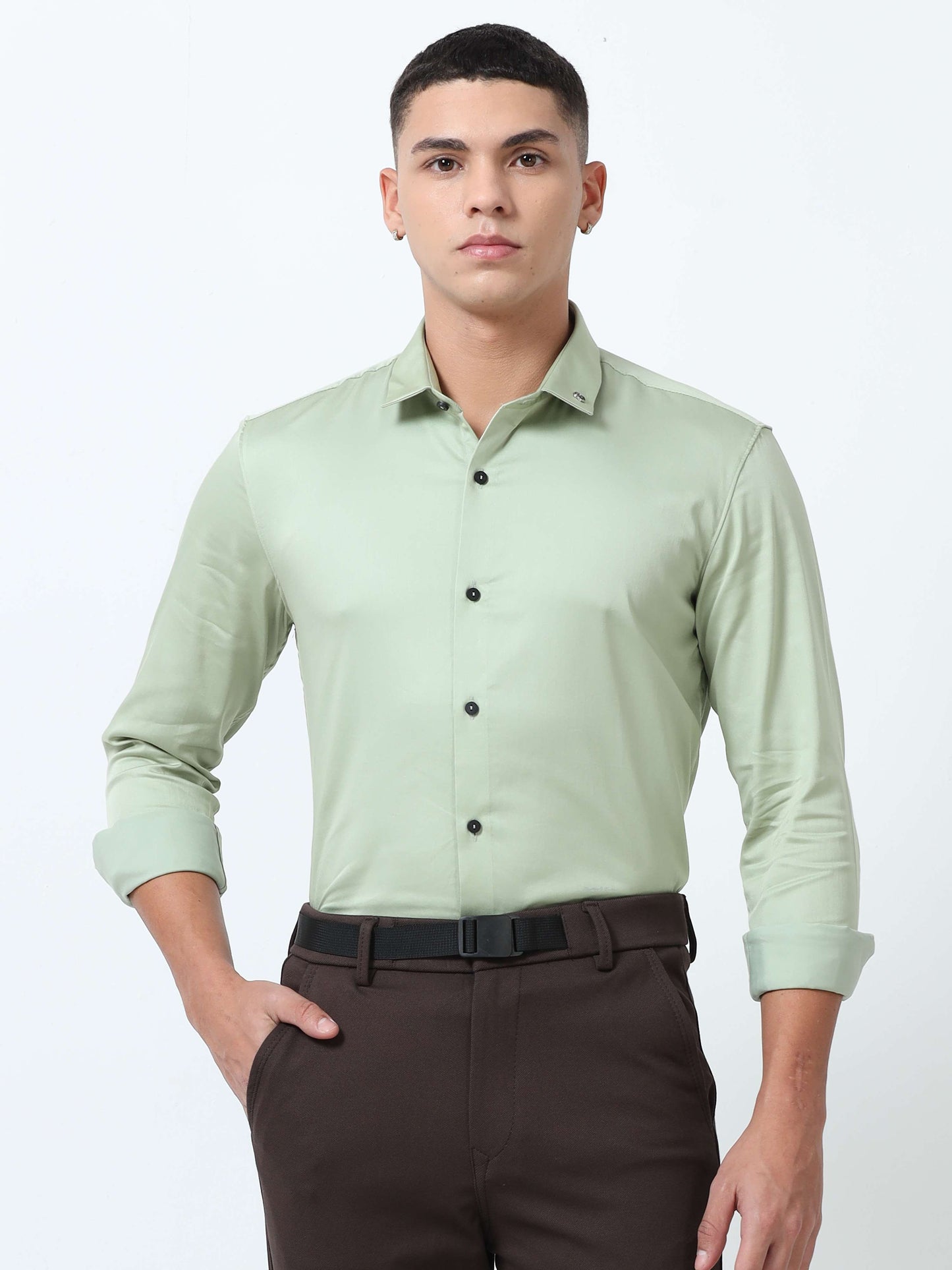 Pixie Green solid color shirts for men