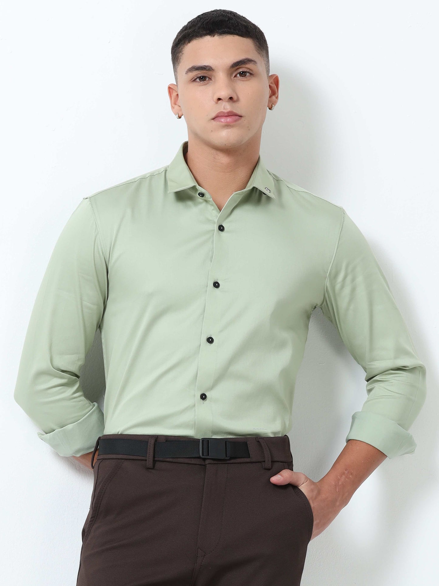 Pixie Green solid color shirts for men