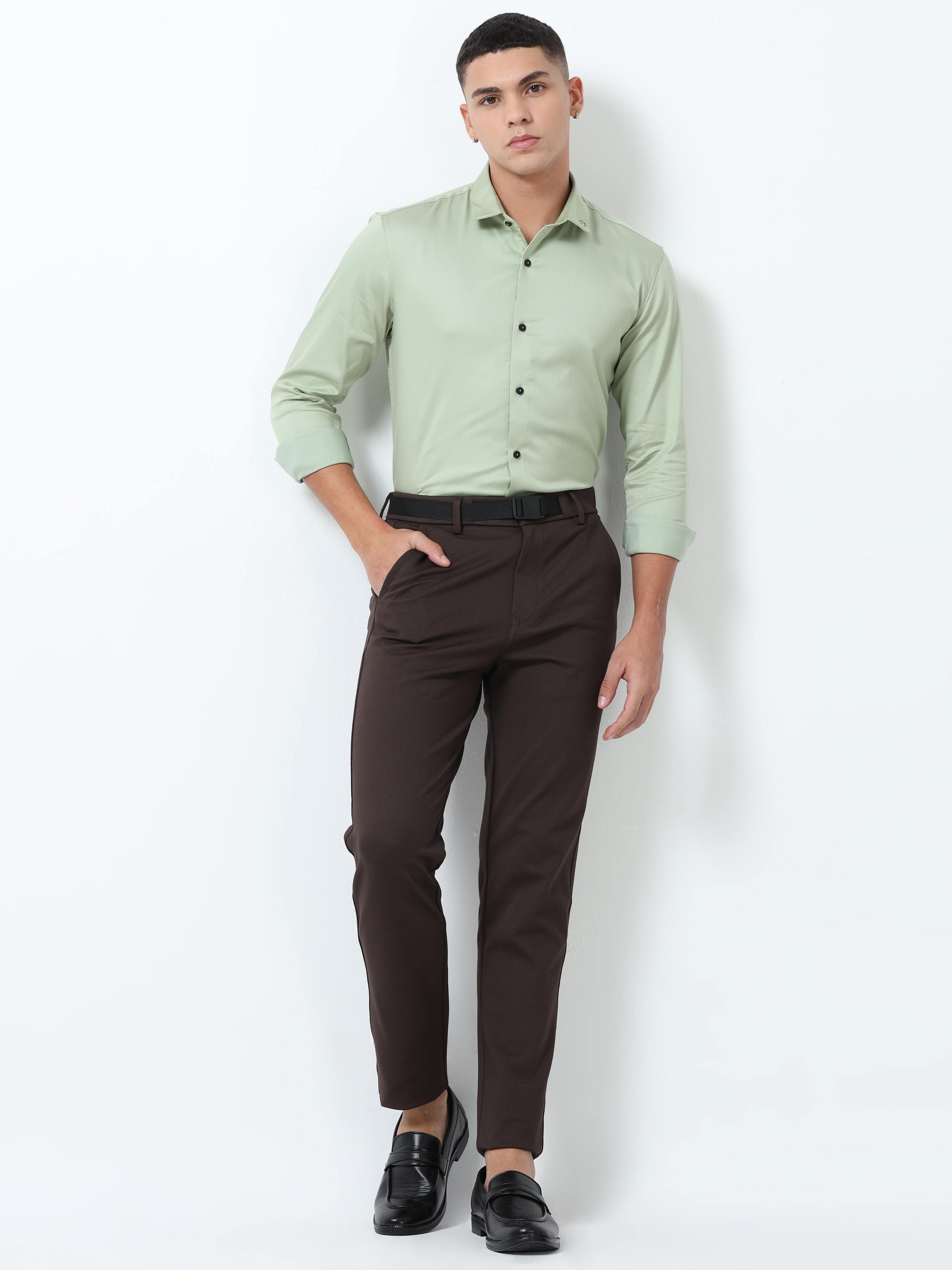 Pixie Green solid color shirts for men