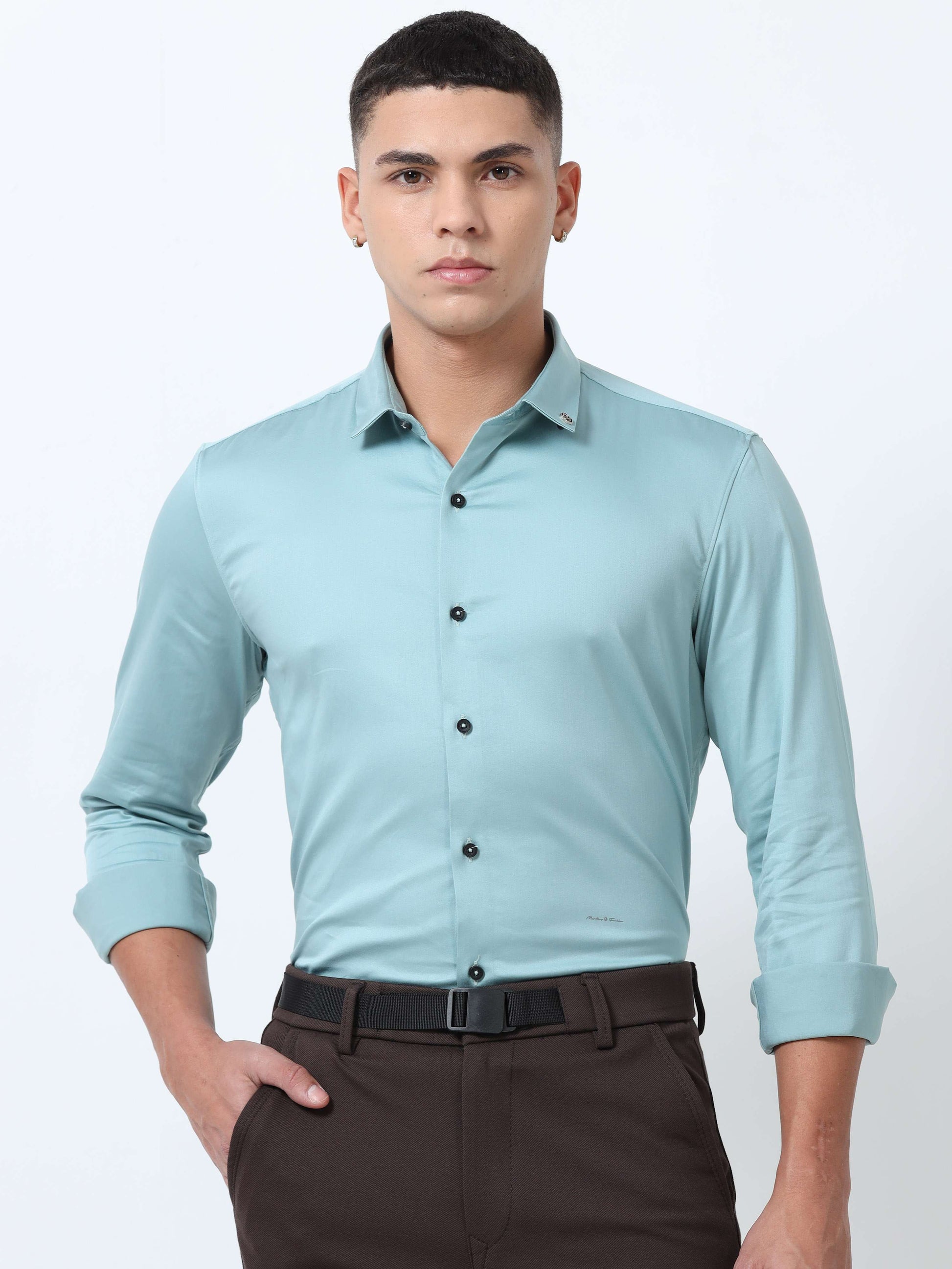 Powder Plain Blue shirt for Men 