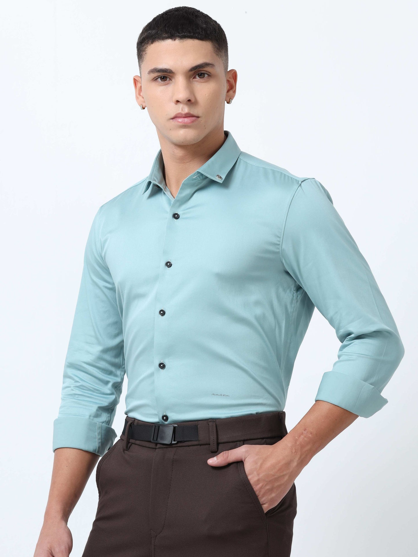 Powder Plain Blue shirt for Men 