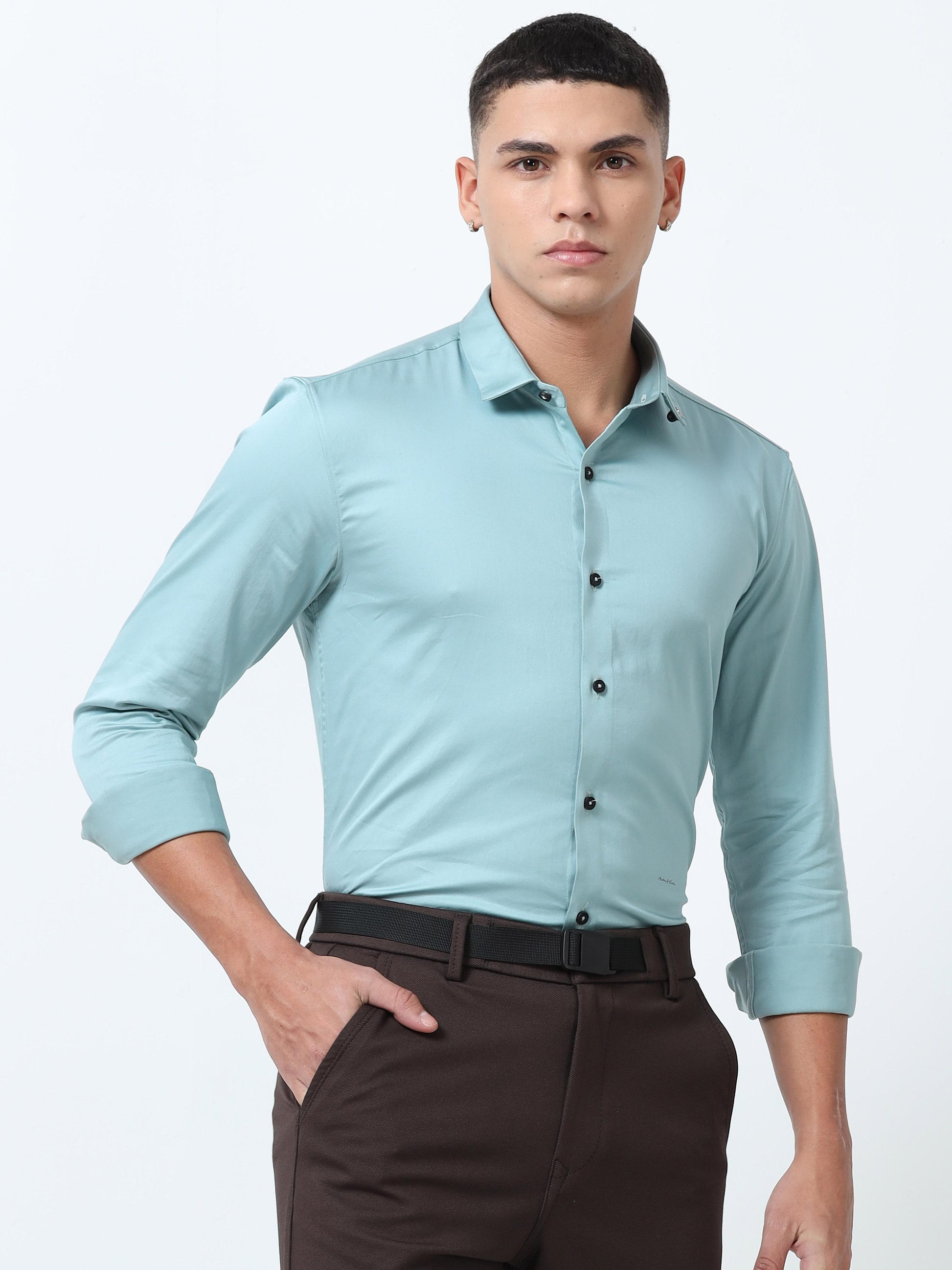 Powder Plain Blue shirt for Men 