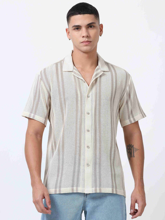 Men's Light Brown Printed shirt