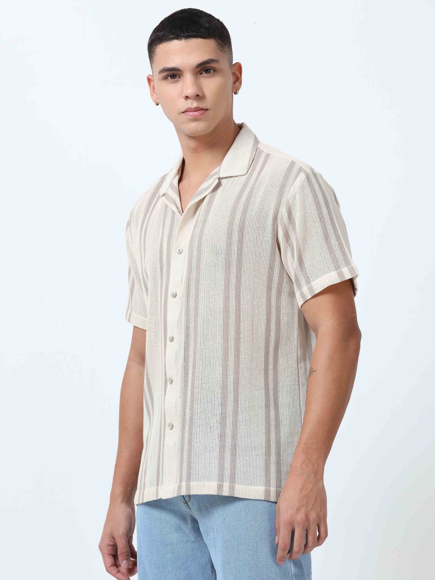 Men's Light Brown Printed shirt