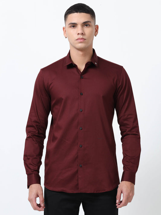 Wine Solid formal shirts for men 