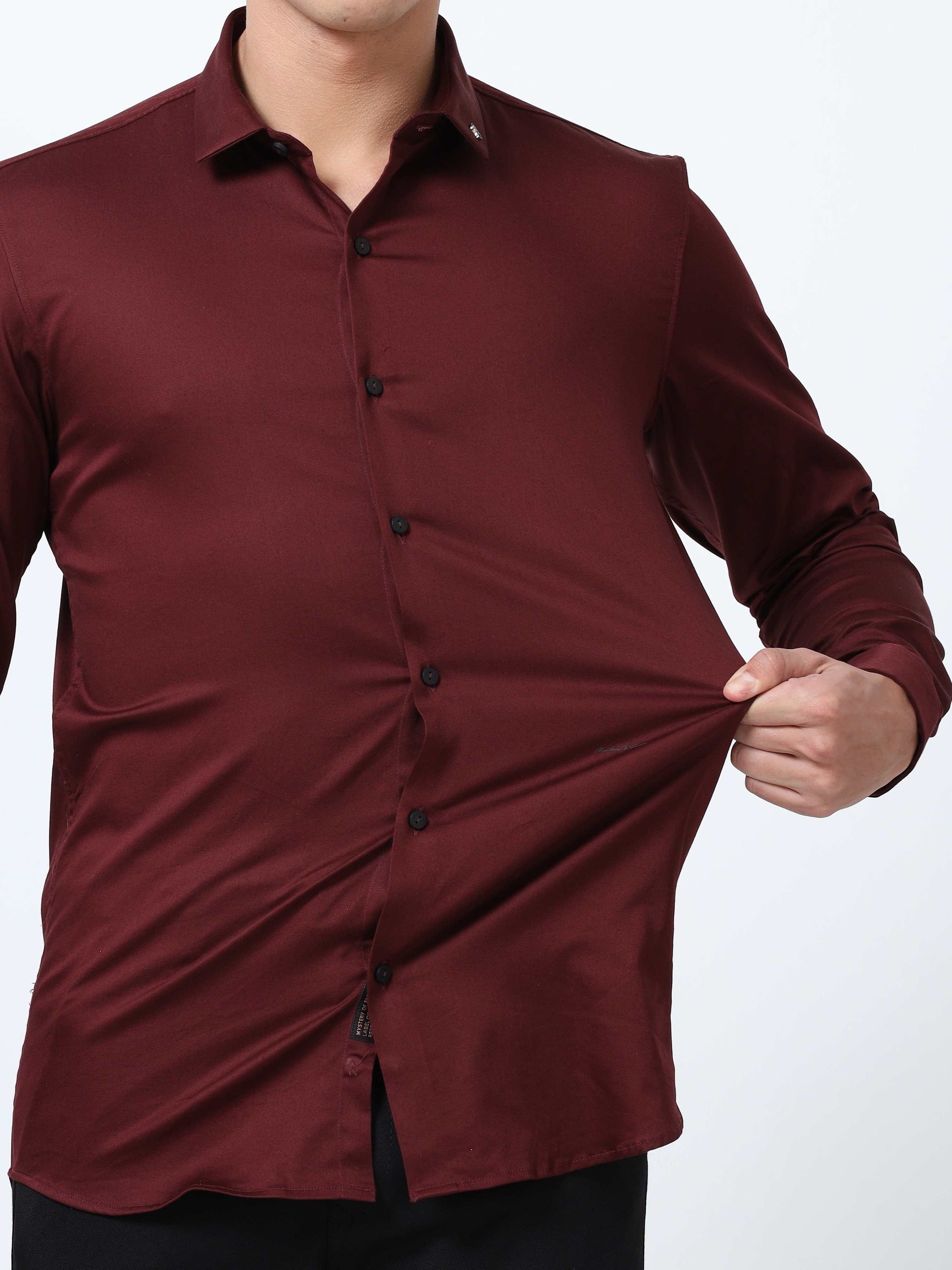 Wine Solid formal shirts for men 