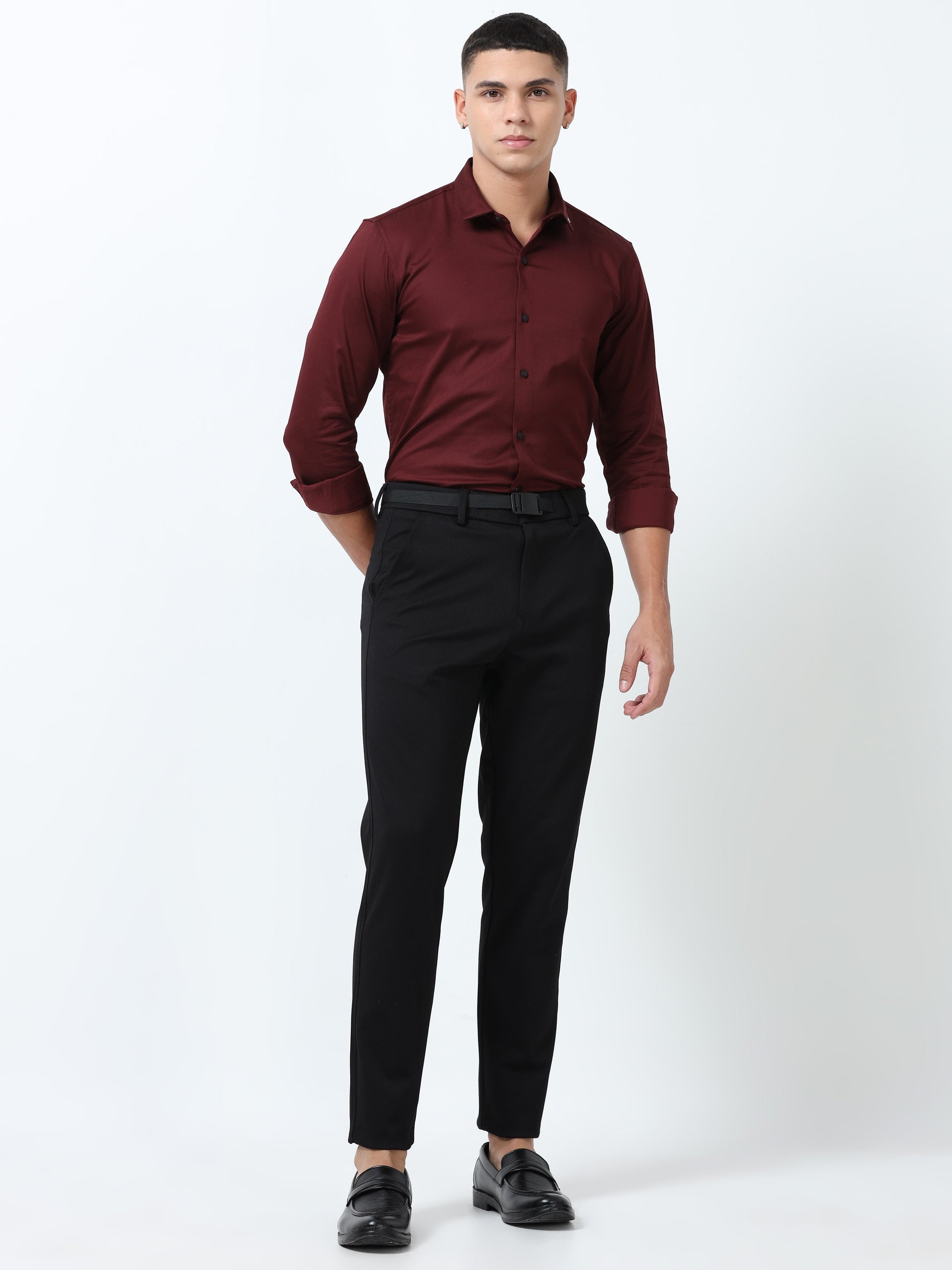 Wine Solid formal shirts for men 