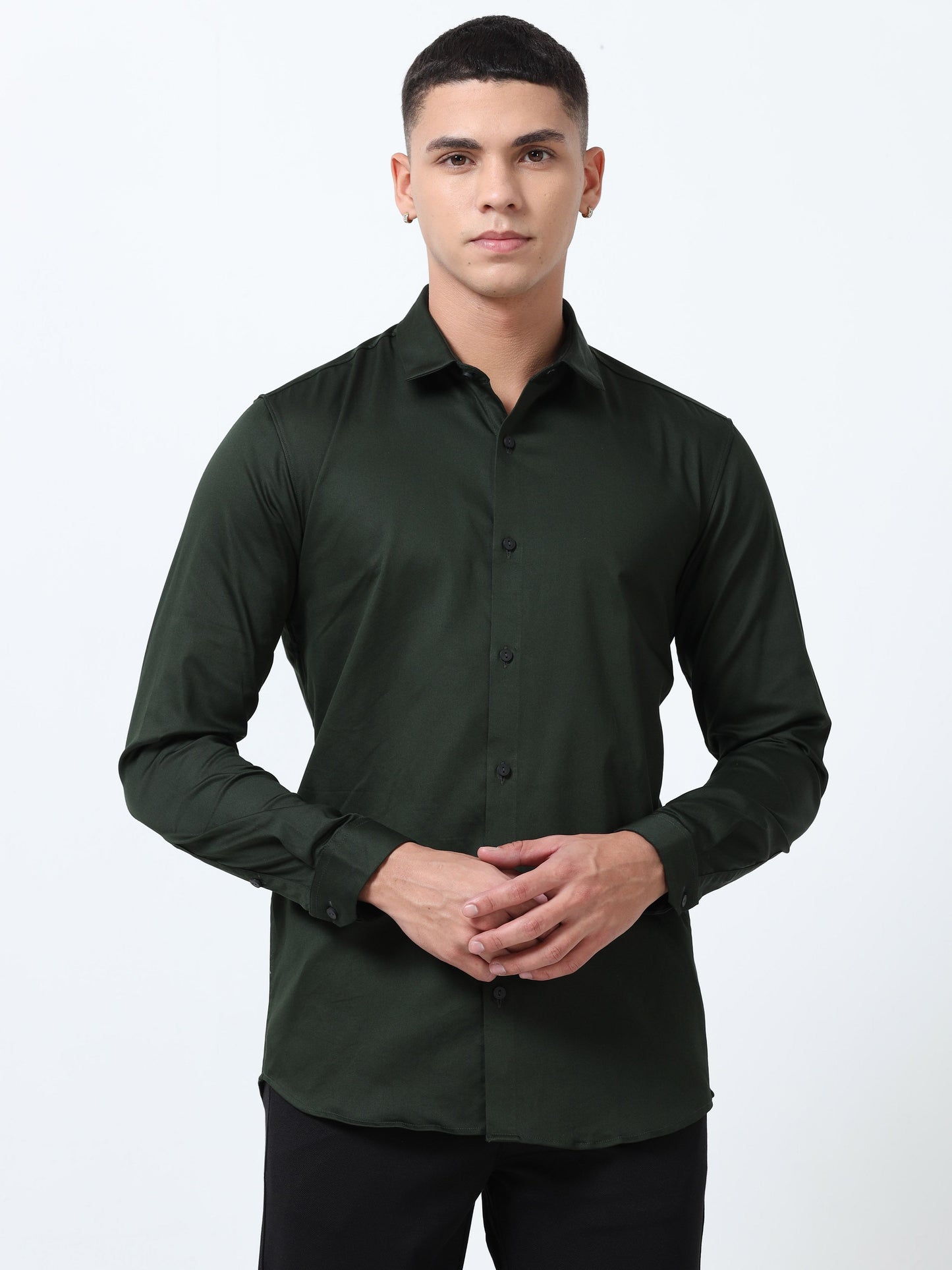 Racing Solid Green Formal Shirt  for men