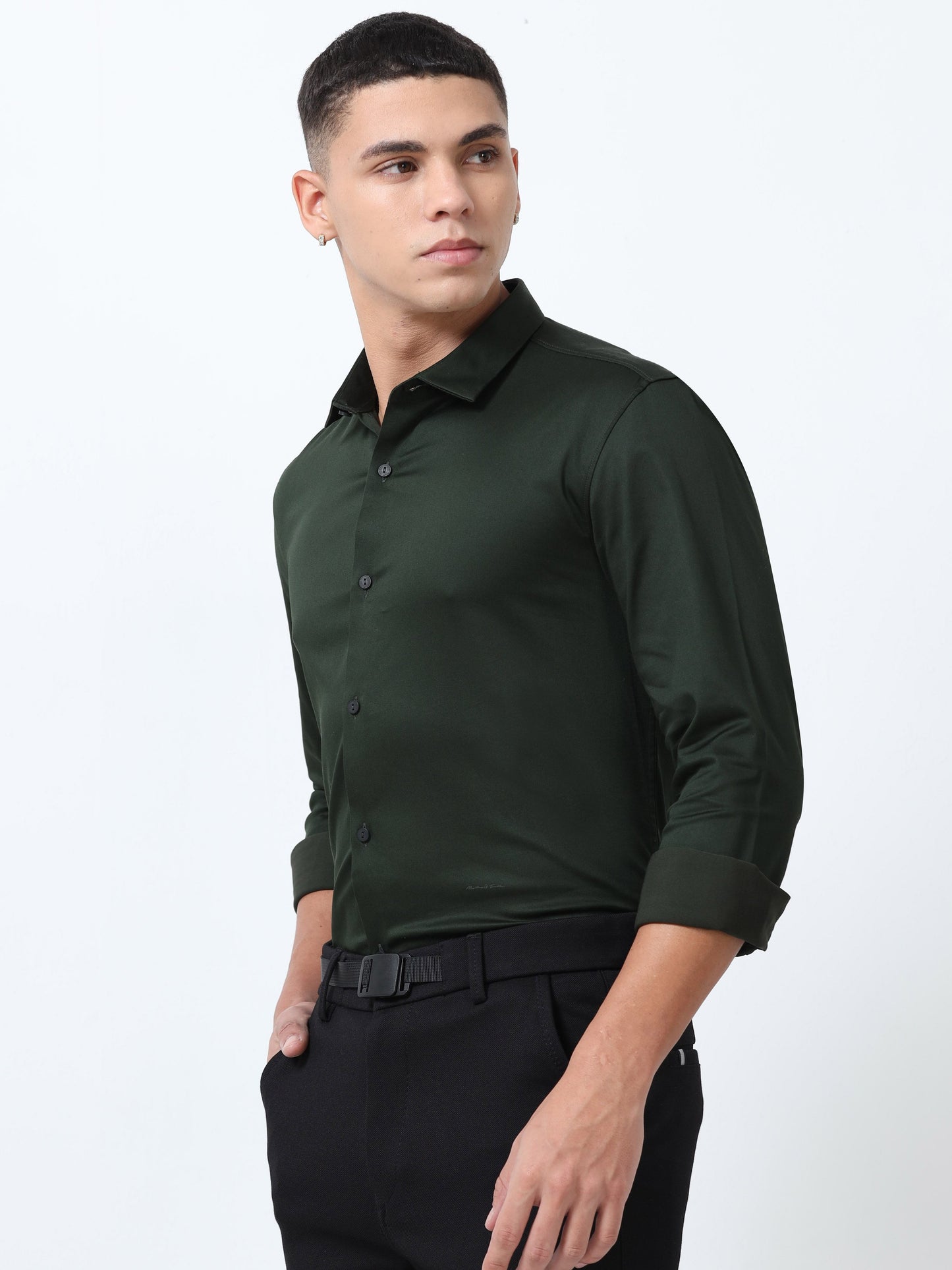 Racing Solid Green Formal Shirt  for men