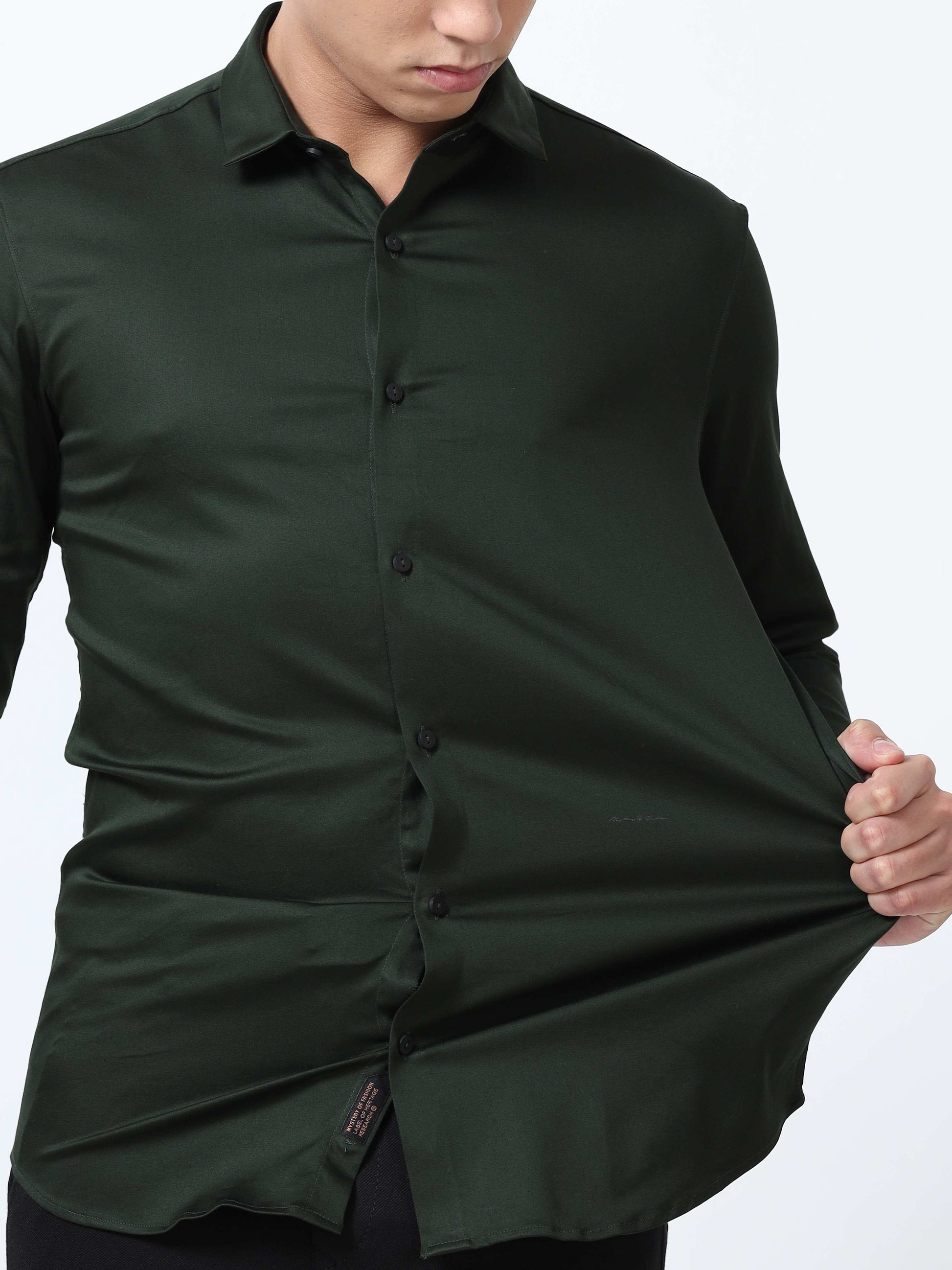 Racing Solid Green Formal Shirt  for men