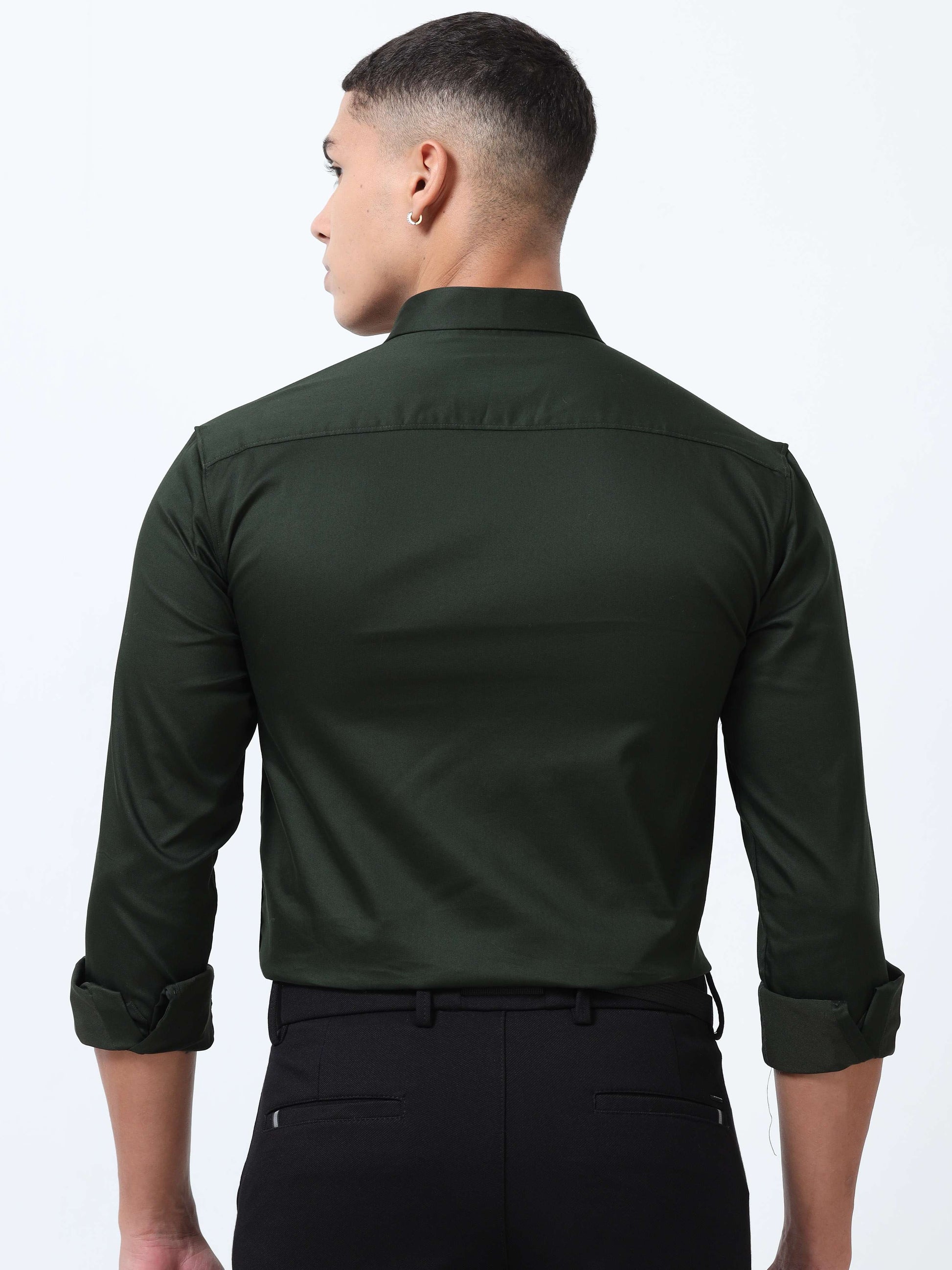 Racing Solid Green Formal Shirt  for men