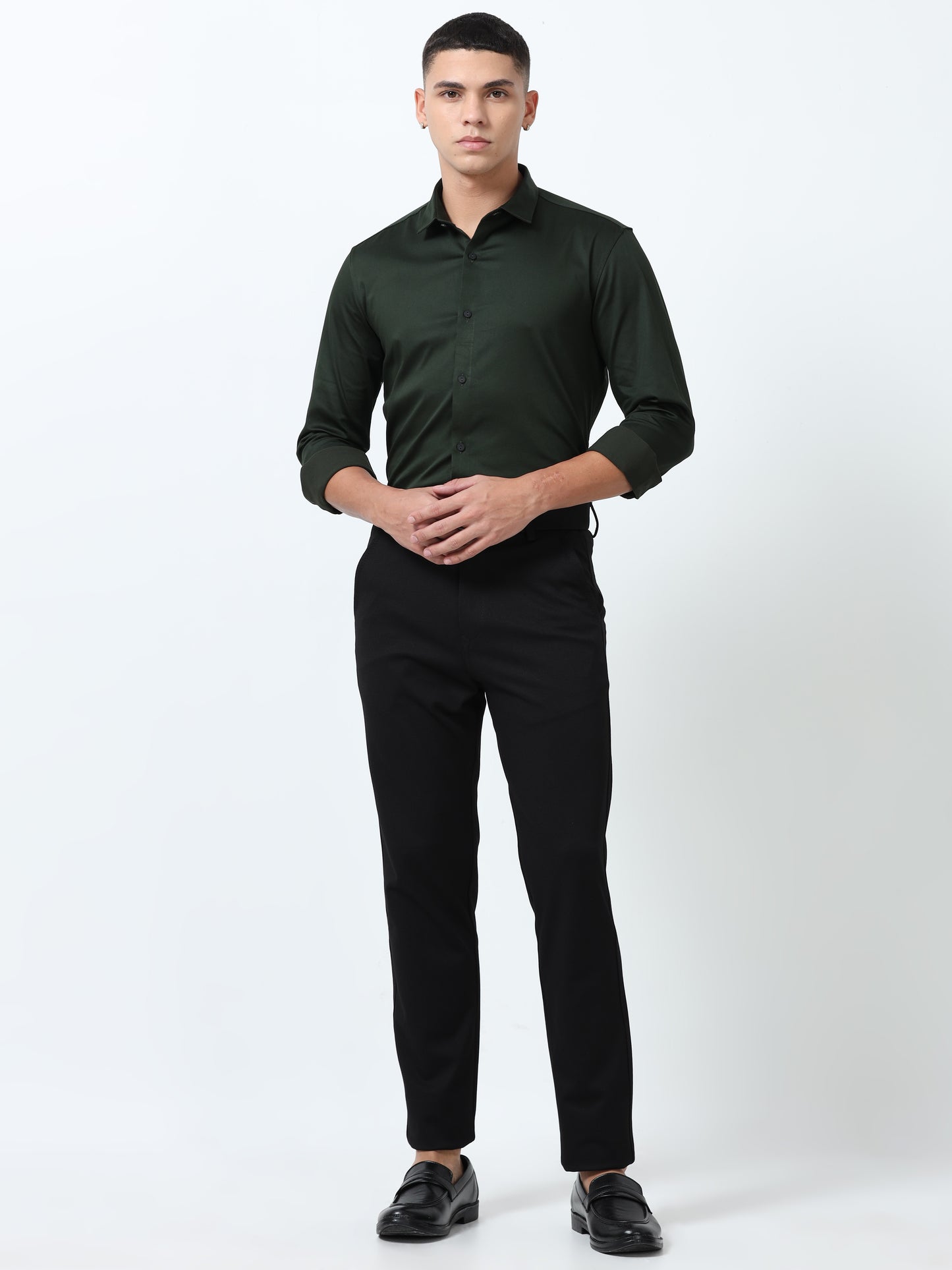 Men's Racing Green Solid Shirt