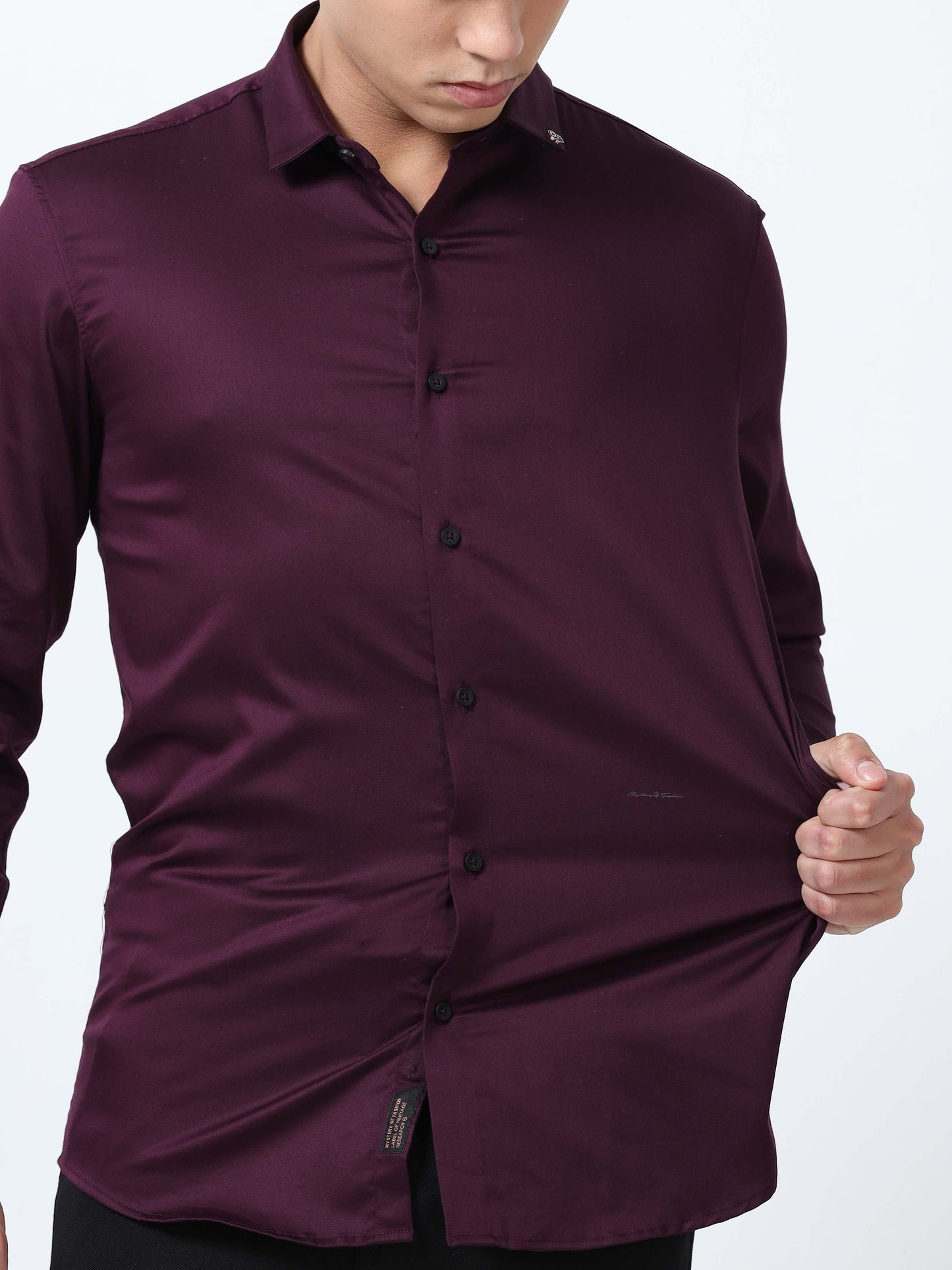 Wine Berry Solid Formal Shirts for Men