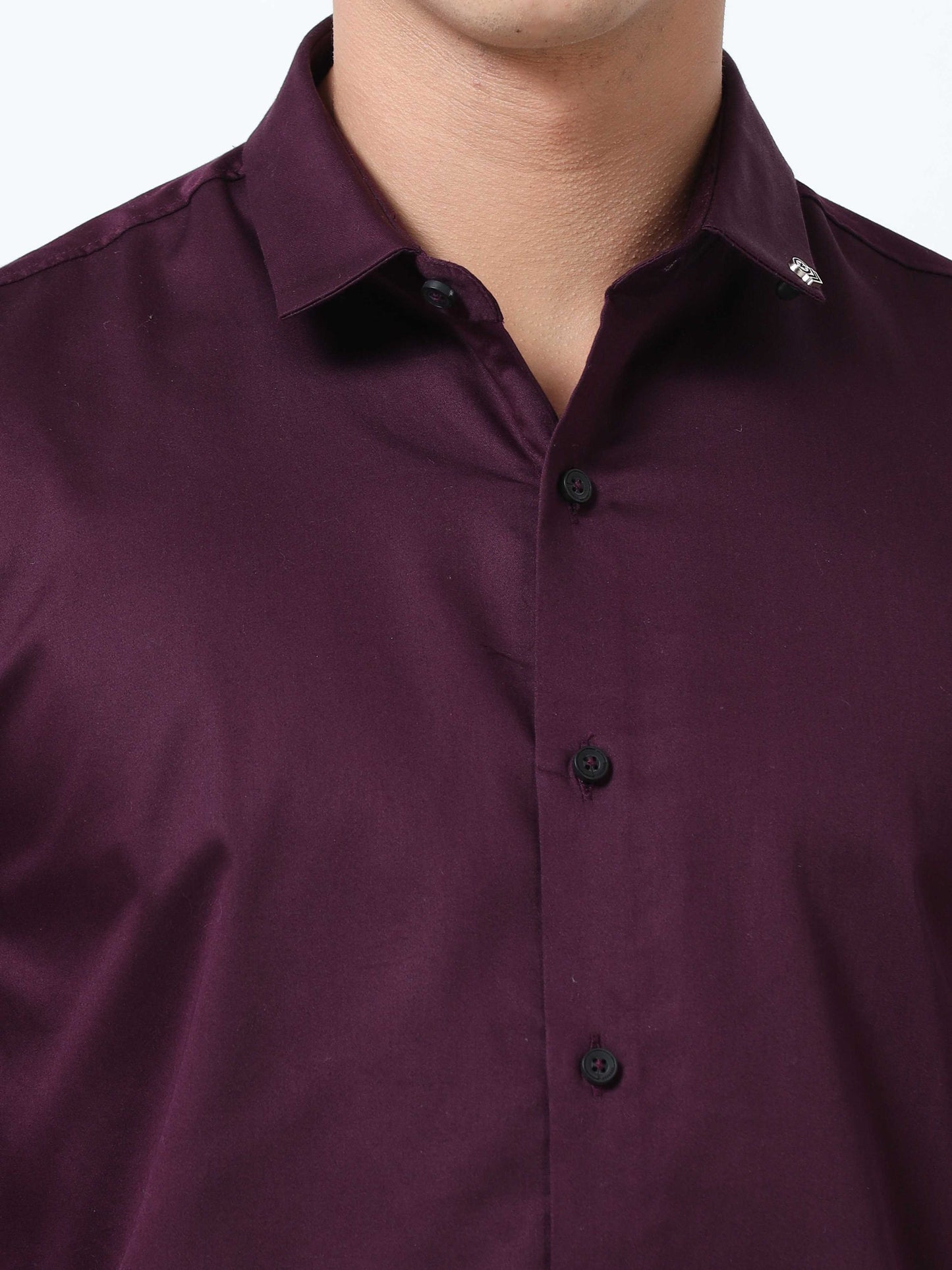 Wine Berry Solid Formal Shirts for Men