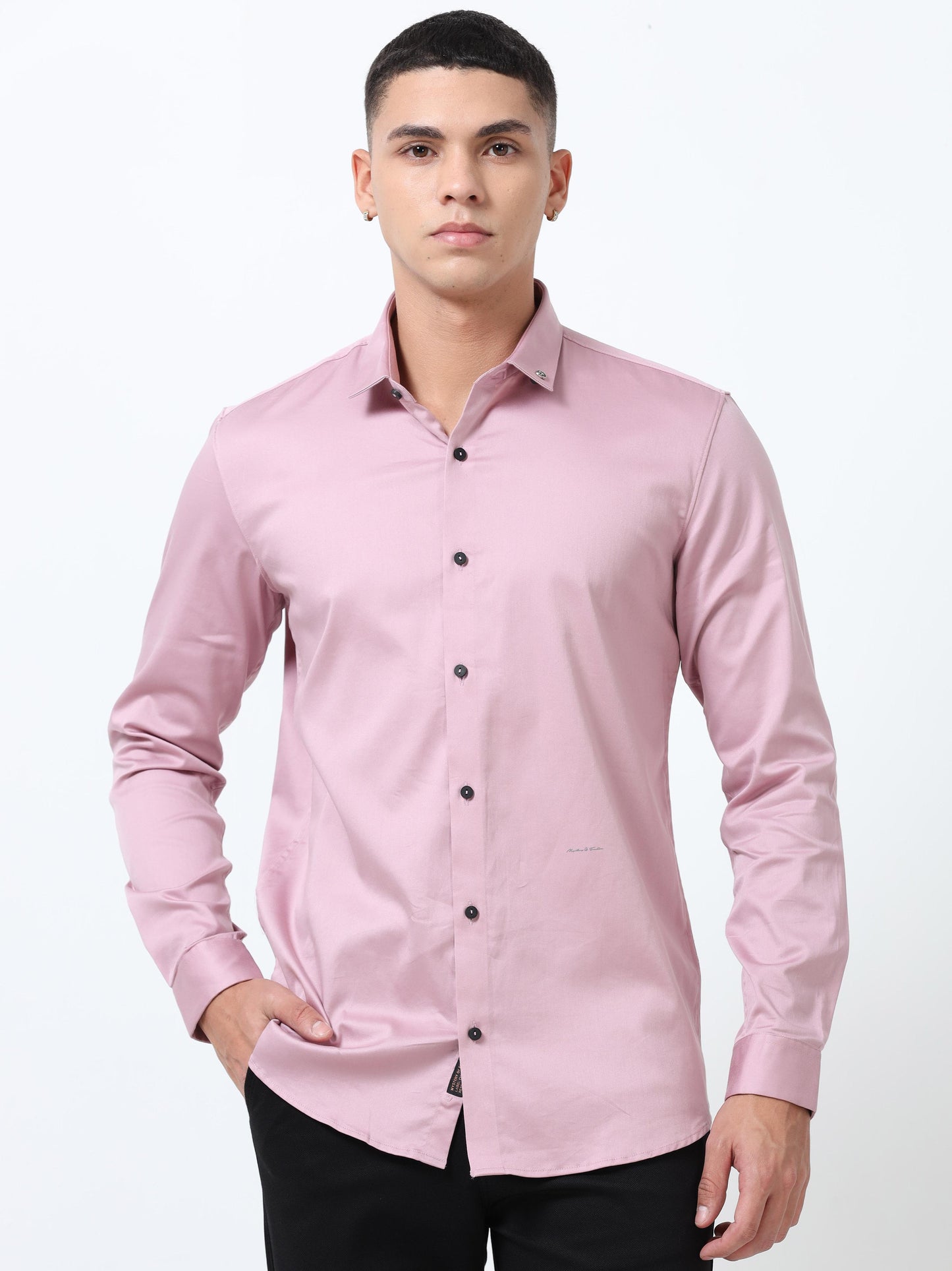 Oyster Solid Pink Formal shirt for Men