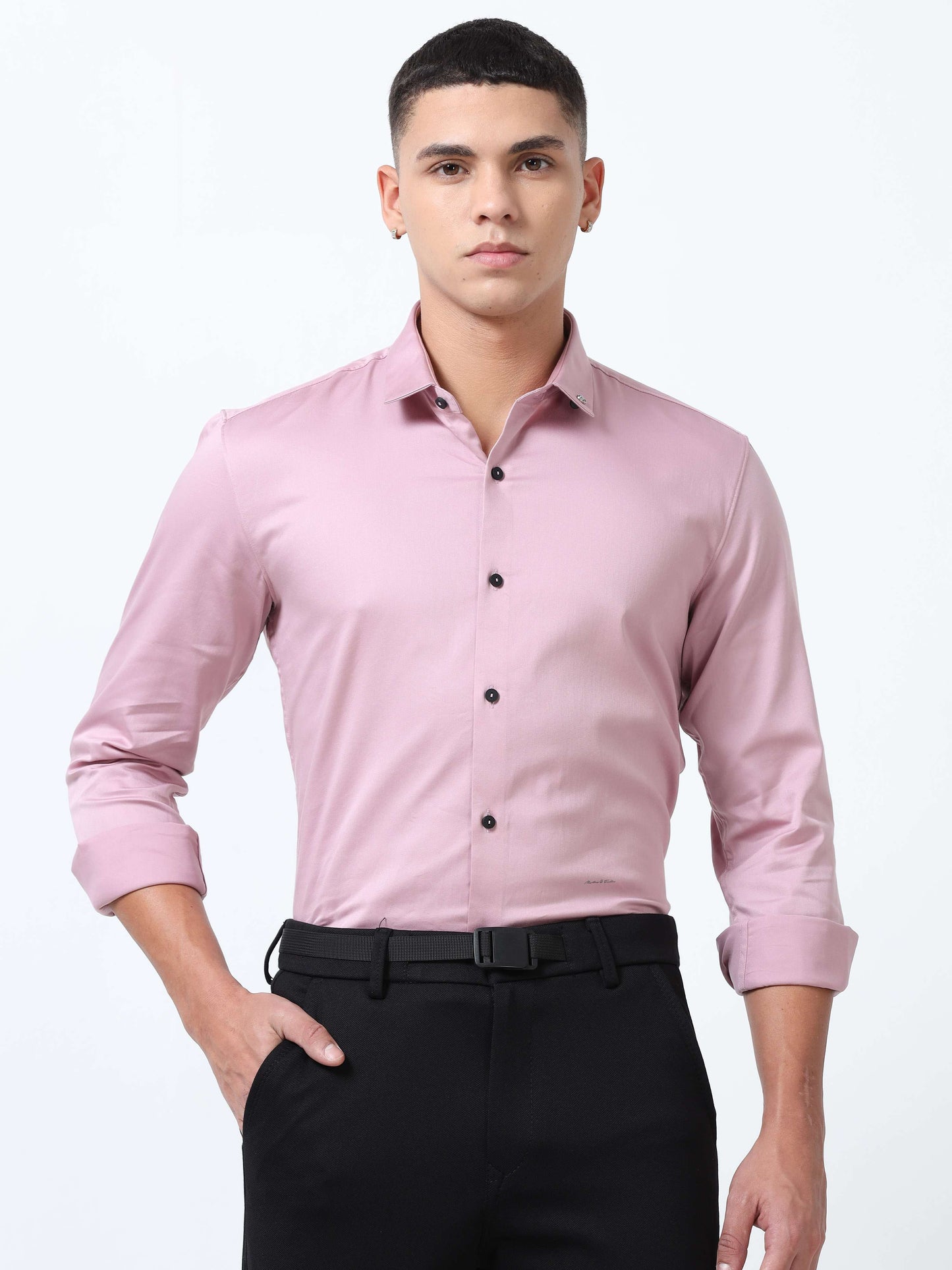 Oyster Solid Pink Formal shirt for Men