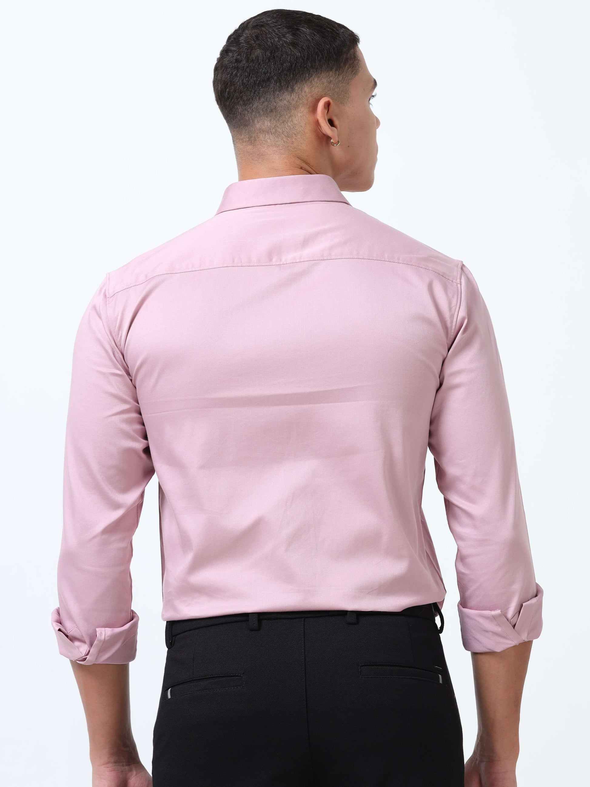 Oyster Solid Pink Formal shirt for Men