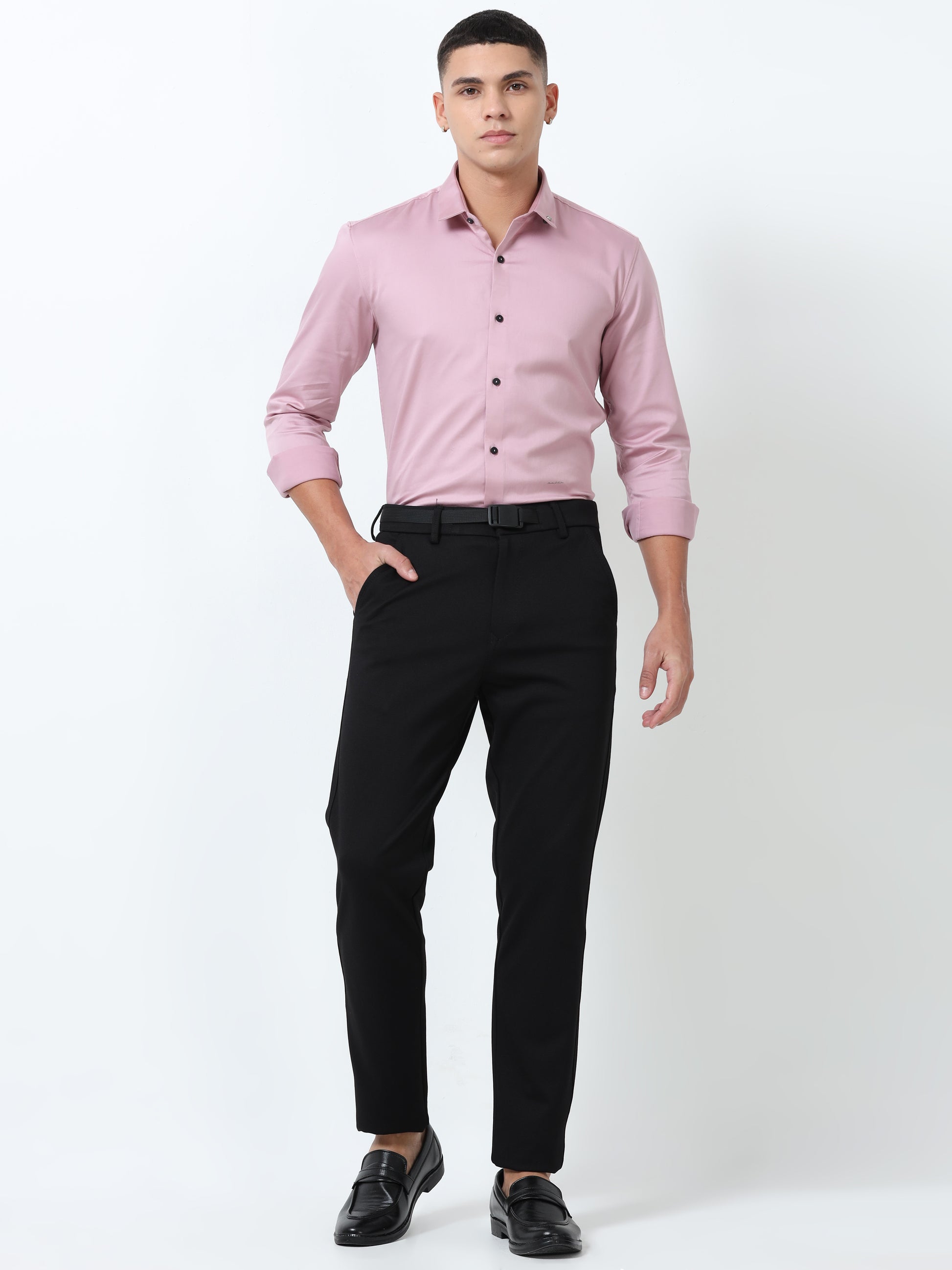 Oyster Solid Pink Formal shirt for Men