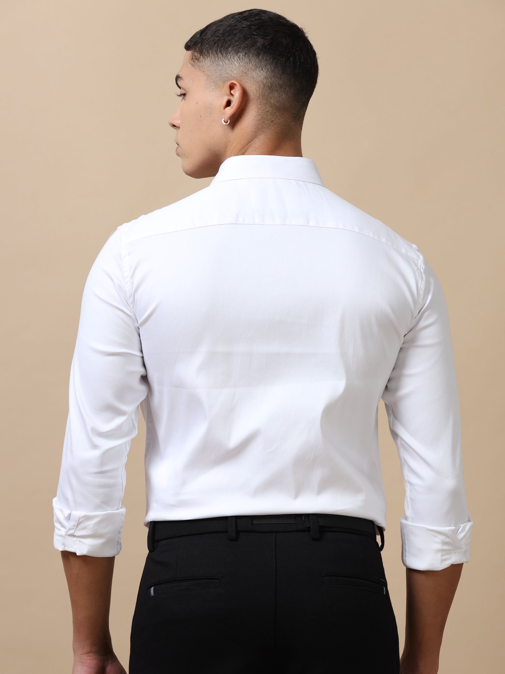 White Pleated Shirt for Men