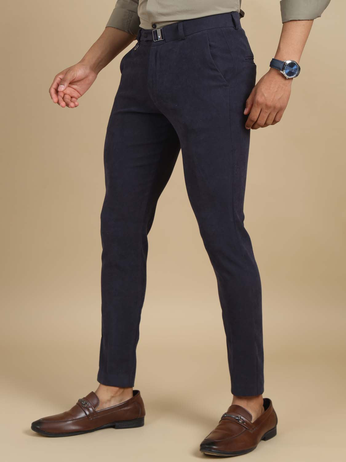 Jeonbok Korean Navy Stretchable Chinos for Men