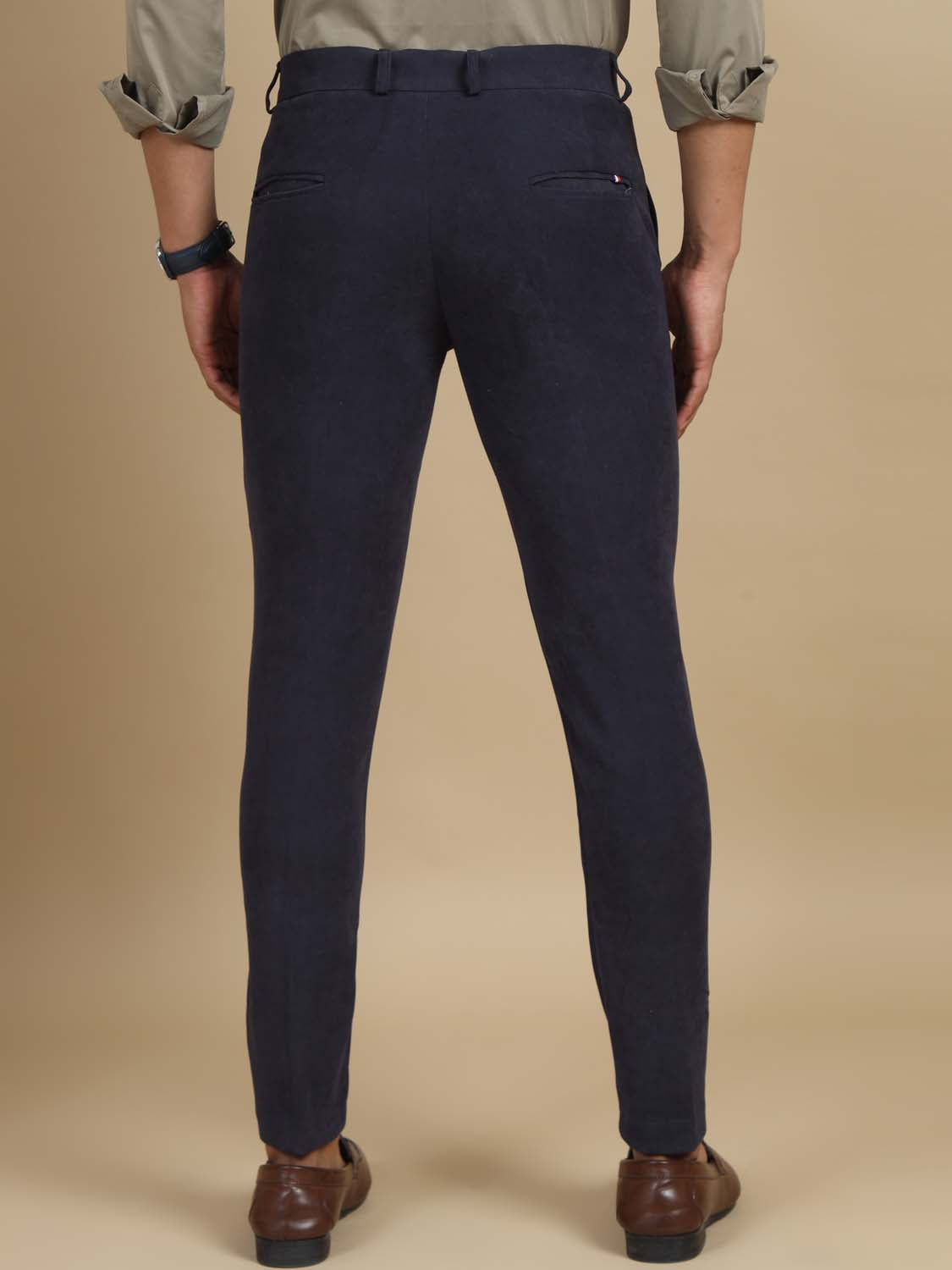 Jeonbok Korean Navy Stretchable Chinos for Men