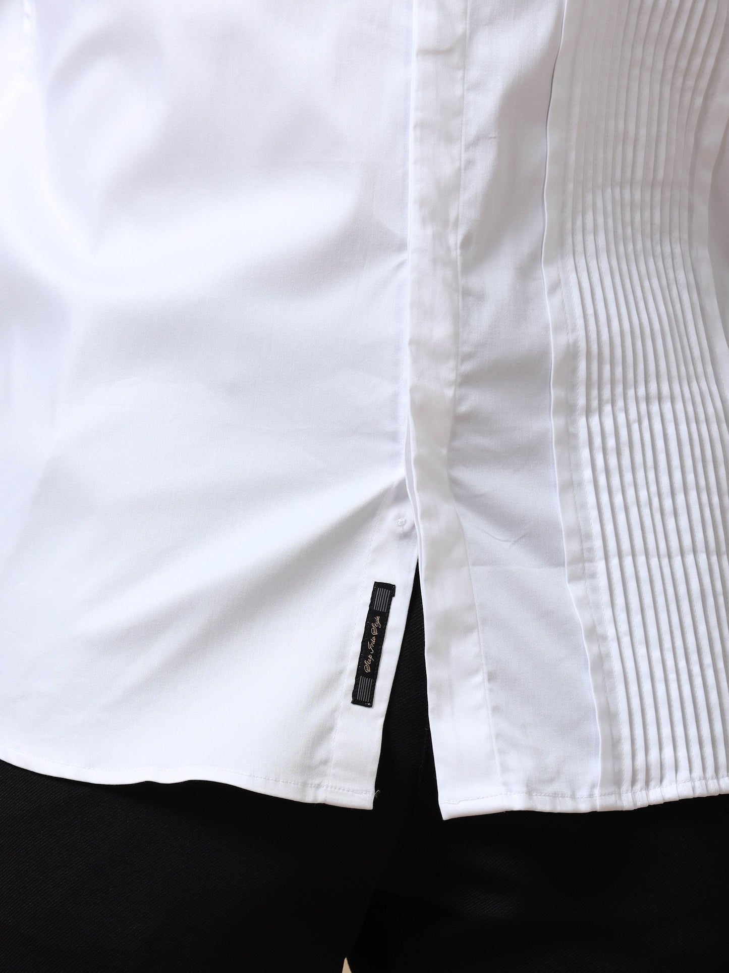 White Pleated Shirt for Men