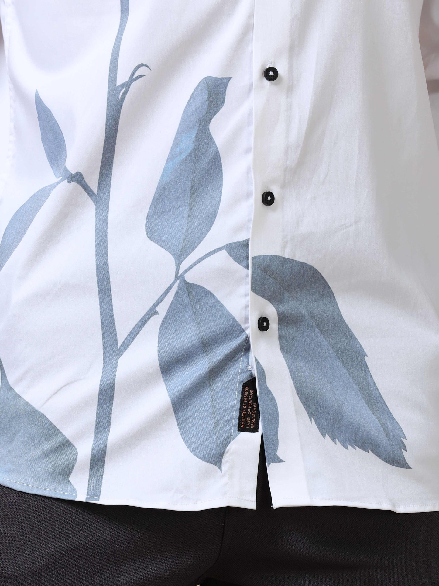 Mens White Printed Shirt