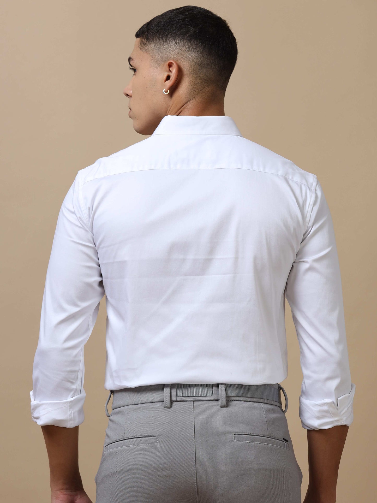 White Pleated Shirt for Men