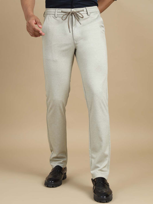 Draw dash Stretchable Light Beige Chinos For Men