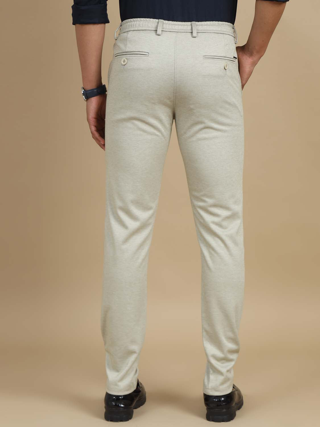 Draw dash Stretchable Light Beige Chinos For Men