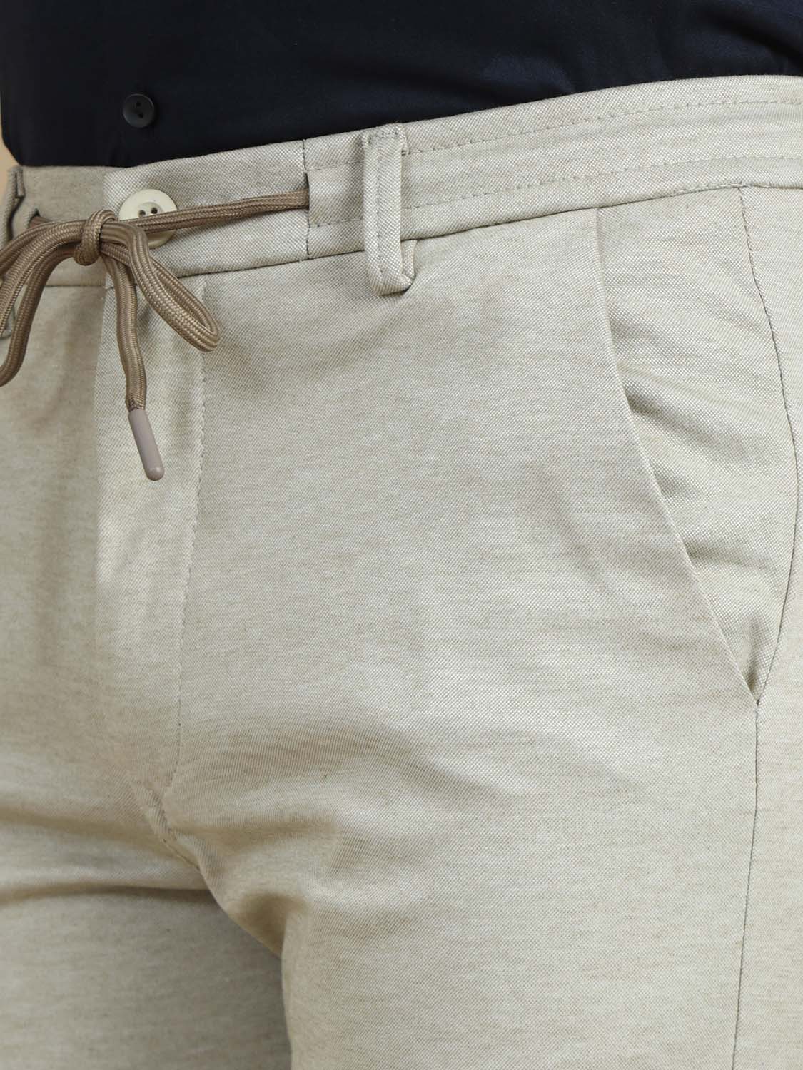 Draw dash Stretchable Light Beige Chinos For Men