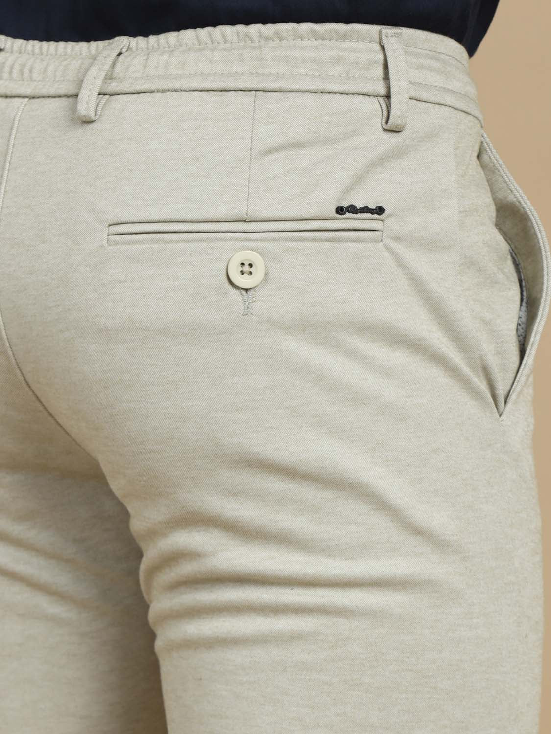 Draw dash Stretchable Light Beige Chinos For Men