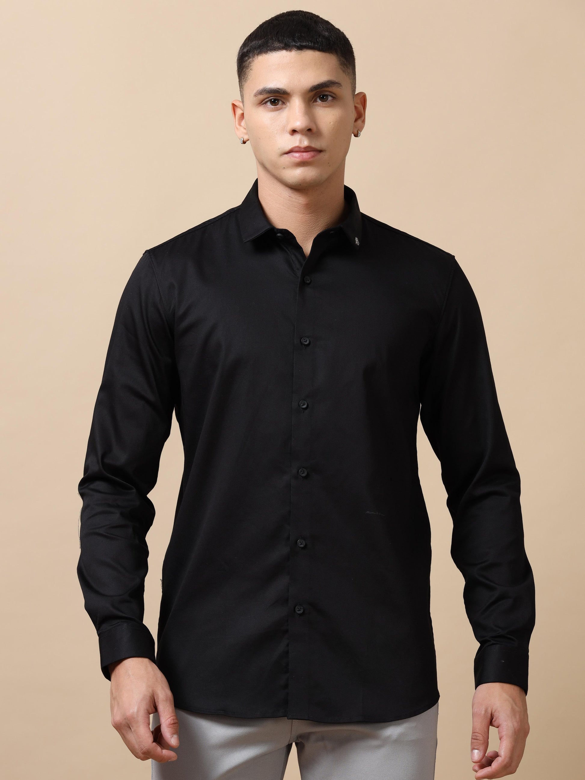 Stylish Solid black formal shirt for men 