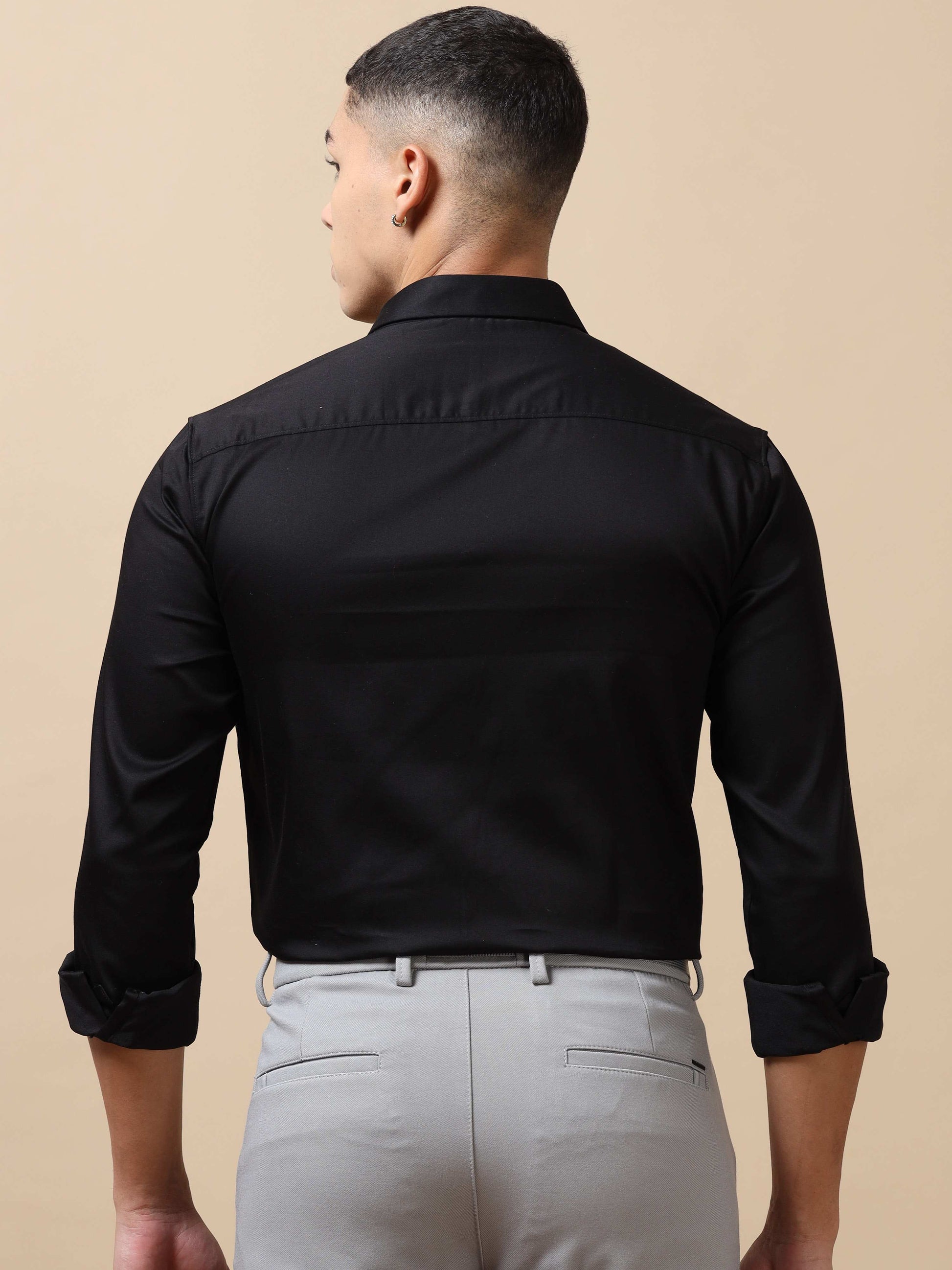 Buy Stylish Solid black formal shirt for men online Buy Stylish Solid black formal shirt for men online