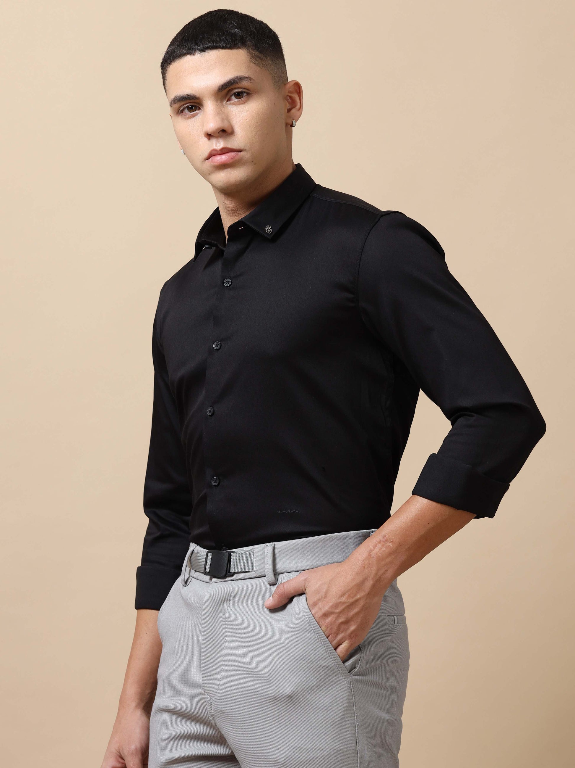 Stylish Solid black formal shirt for men 