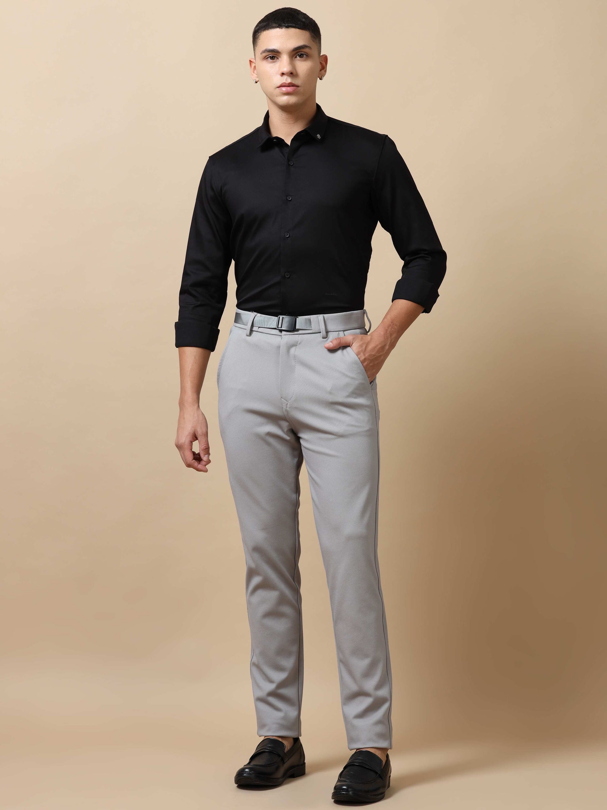 Stylish Solid black formal shirt for men 