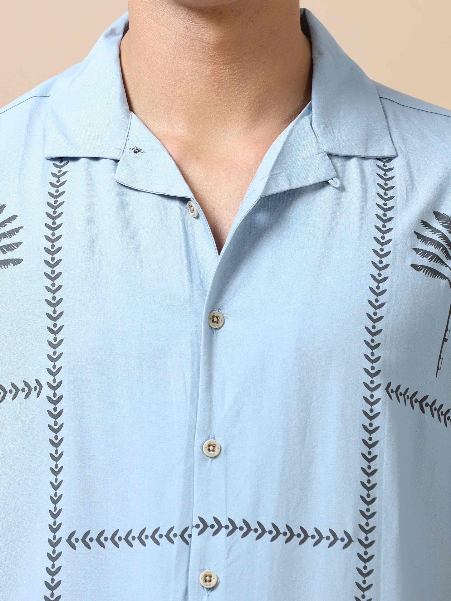 Men's Tropical Blue Printed Shirt