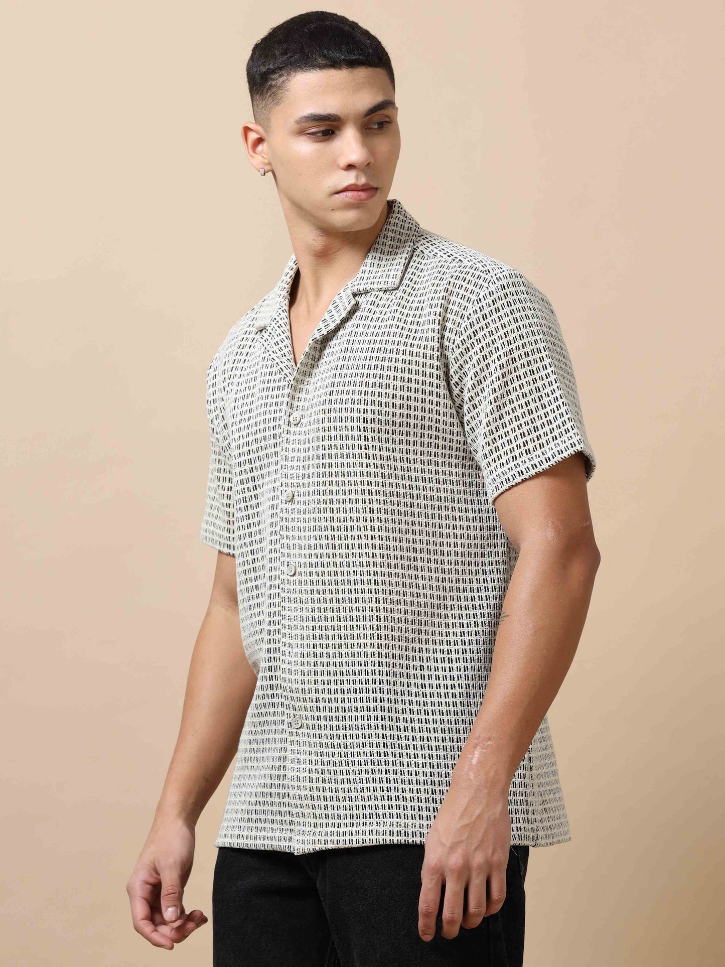 Men's Fuscous Grey Printed  Shirt