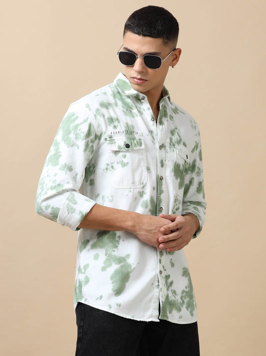 Men's Green Tie and dye Shirt