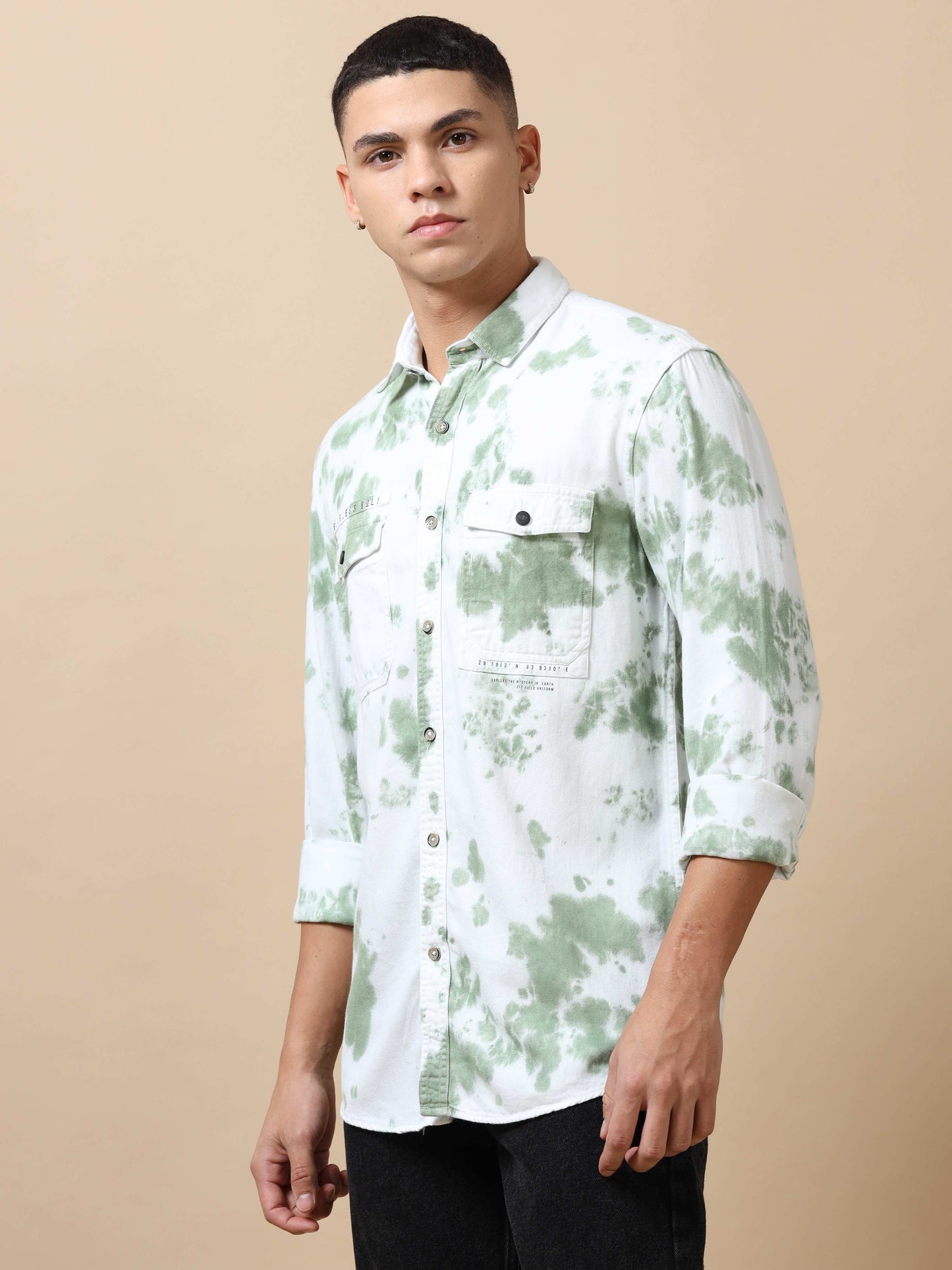 Men's Green Tie and dye Shirt