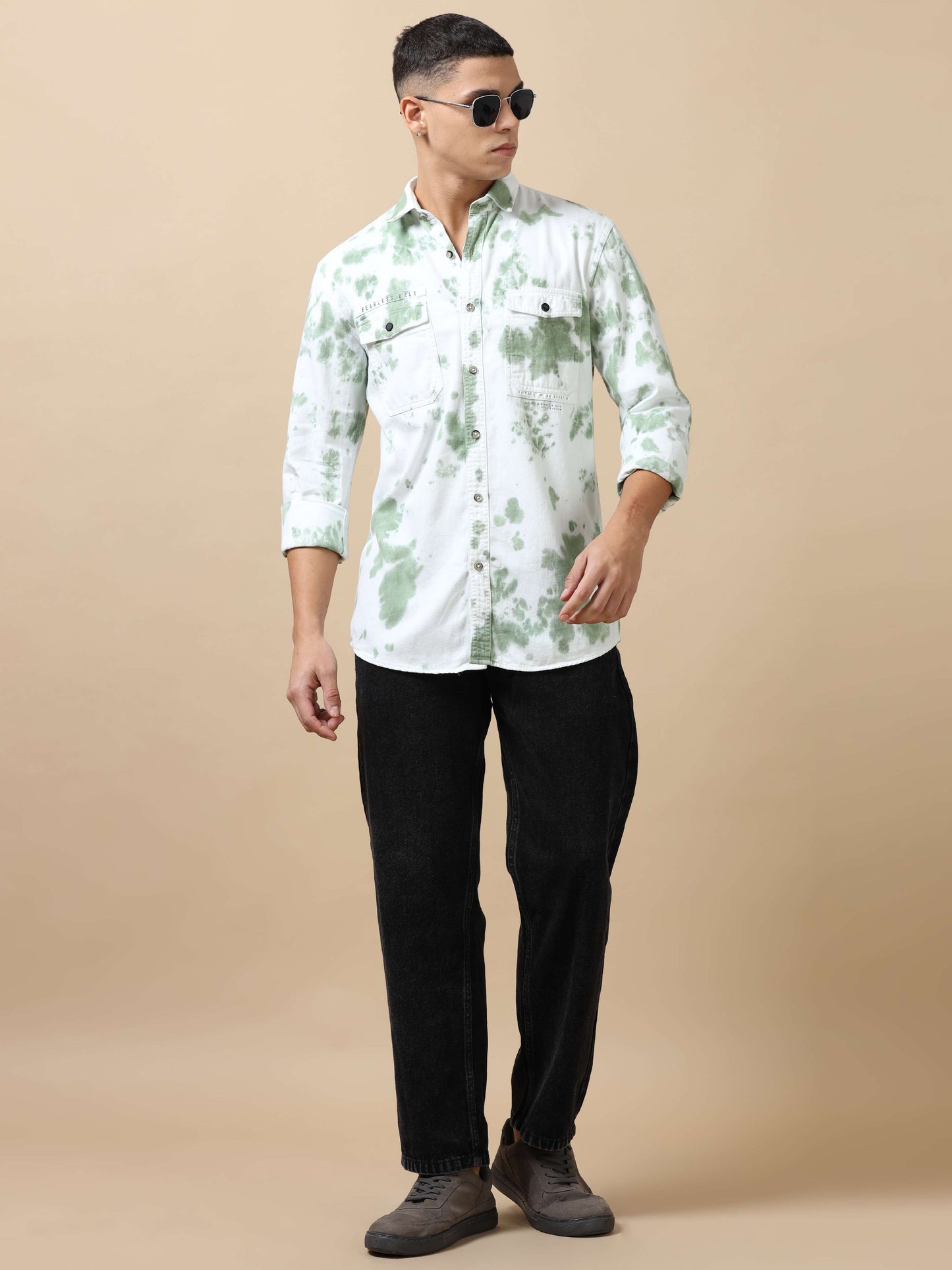 Men's Green Tie and dye Shirt