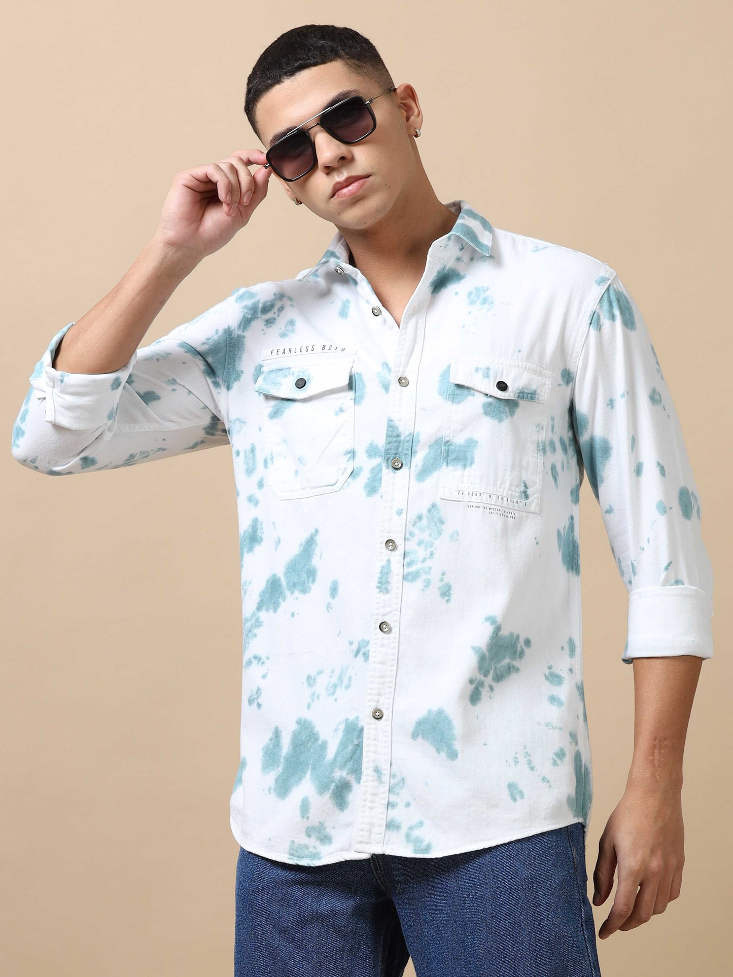 Mens Powder blue tie and dye Shirt