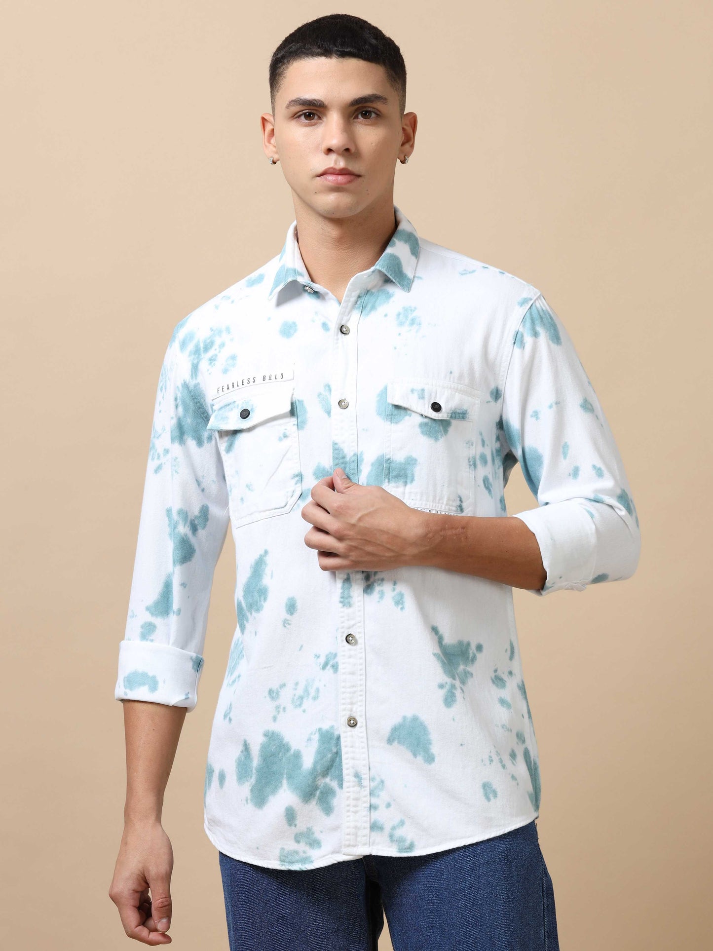 Mens Powder blue tie and dye Shirt