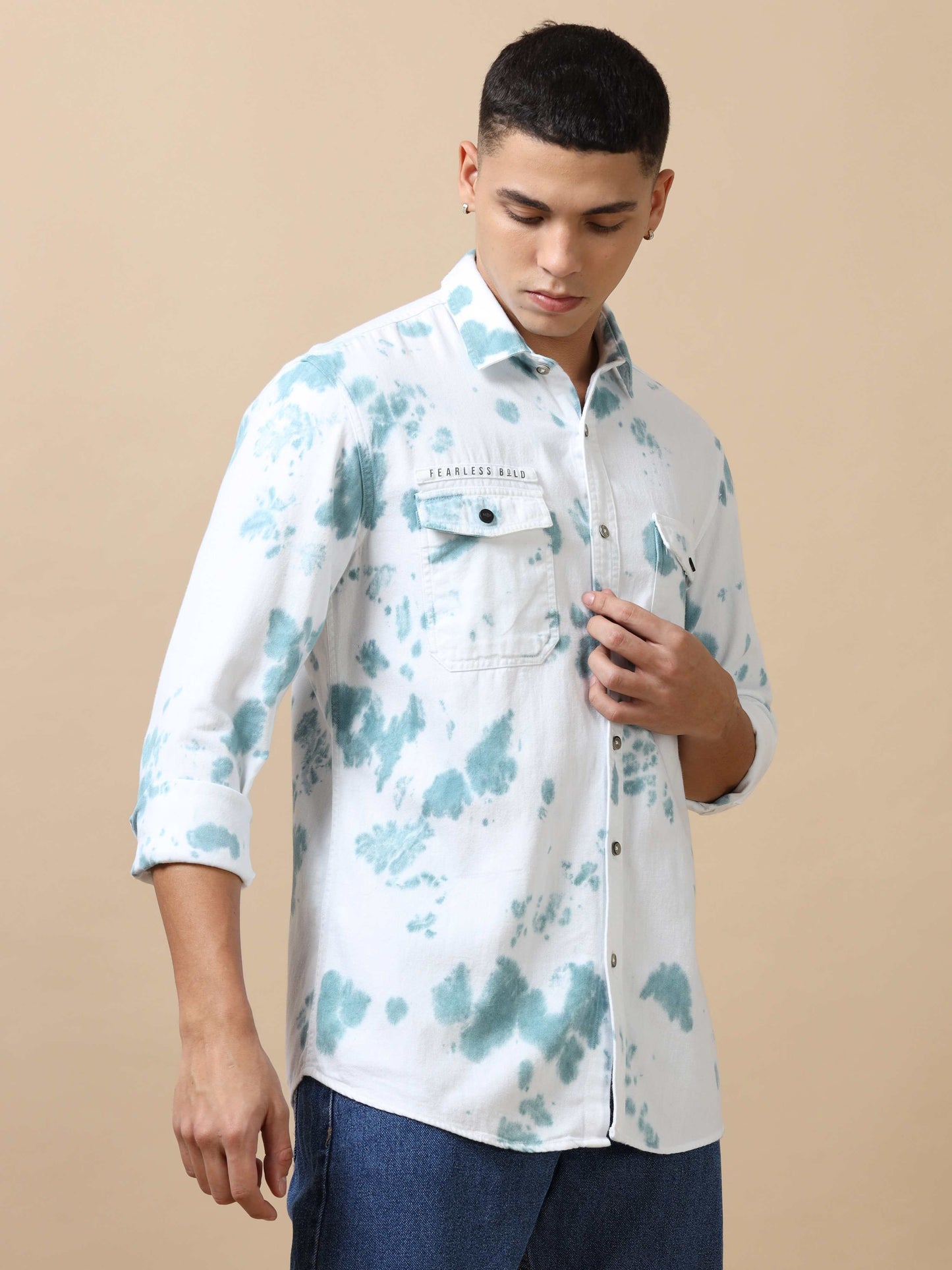 Mens Powder blue tie and dye Shirt