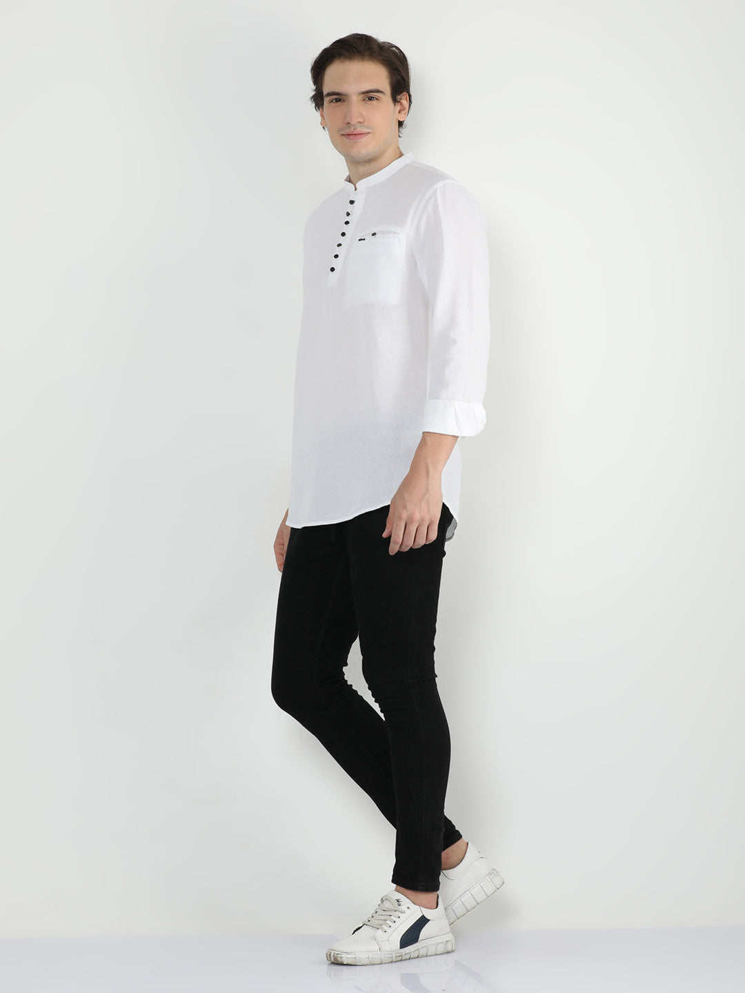 Frosty Cotton Straight Fit White Kurta for Men