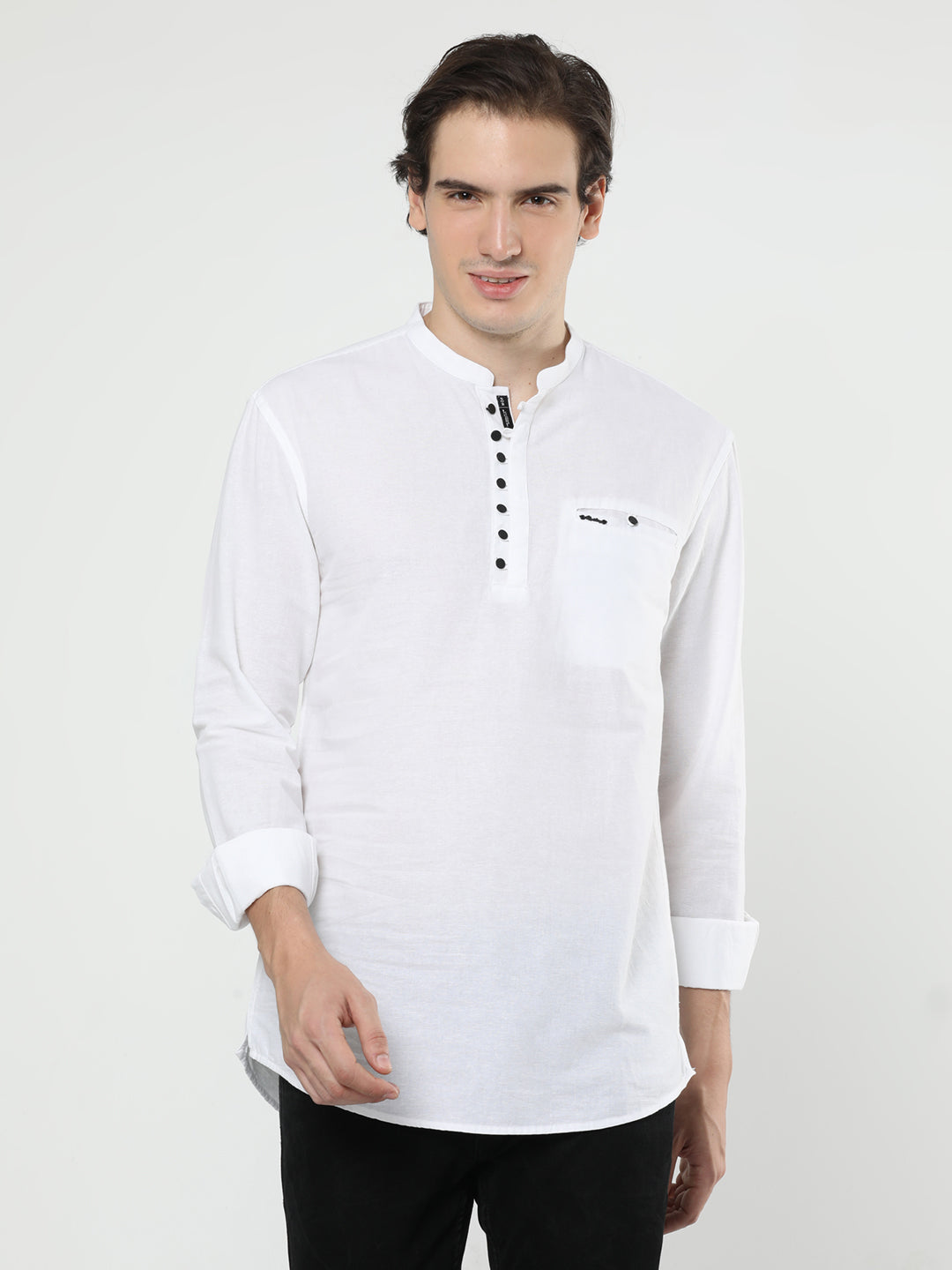 Frosty Cotton Straight Fit White Kurta for Men