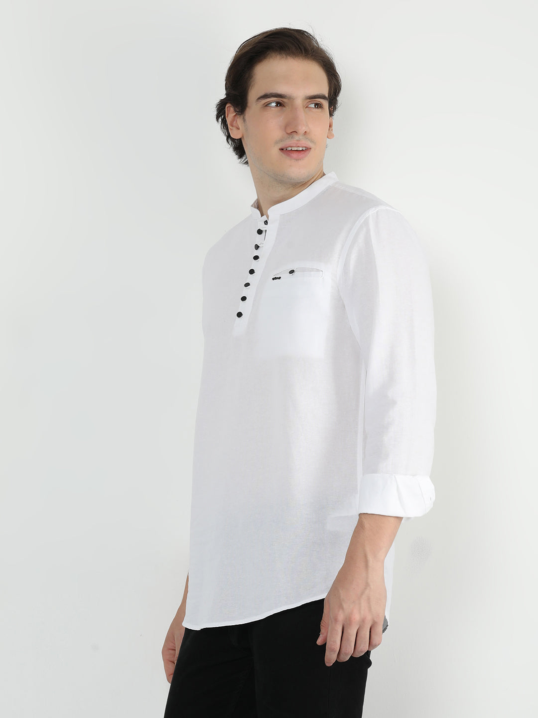 Frosty Cotton Straight Fit White Kurta for Men