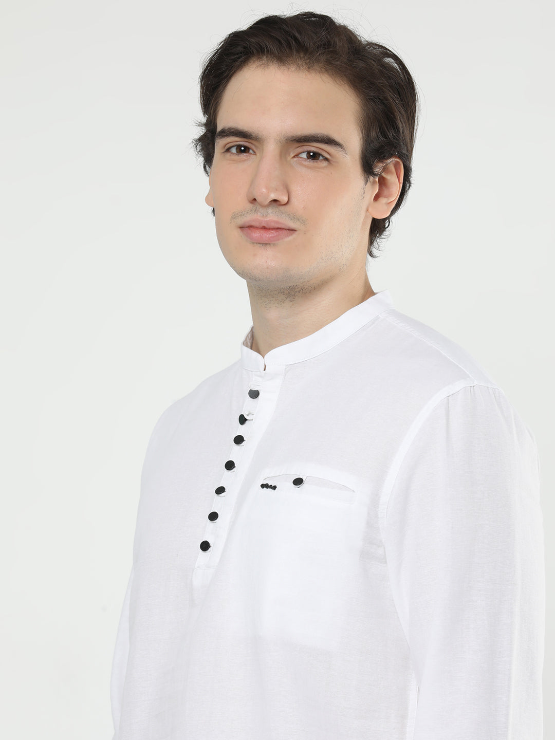 Frosty Cotton Straight Fit White Kurta for Men