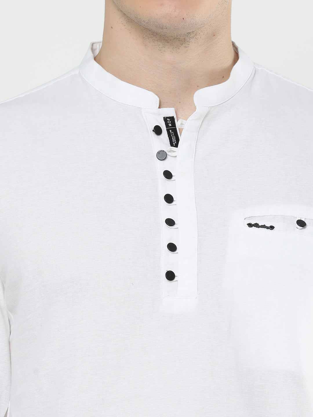 Frosty Cotton Straight Fit White Kurta for Men